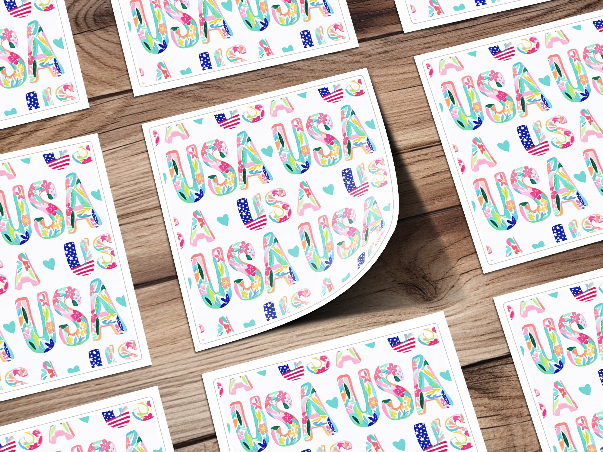 Colorful USA Letter Design With Floral Patterns product type