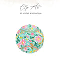 Floral tennis ball illustration with text "Clip Art by Moore & Mountain".