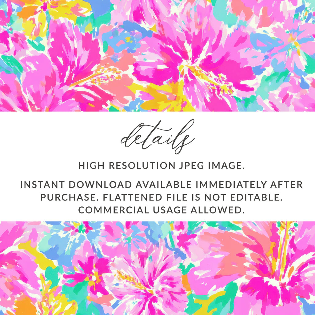 Floral pattern with text: High resolution JPEG image, instant download, not editable.