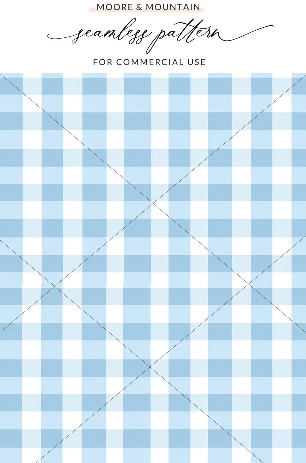 Blue and White Gingham Checkered Seamless Pattern Product