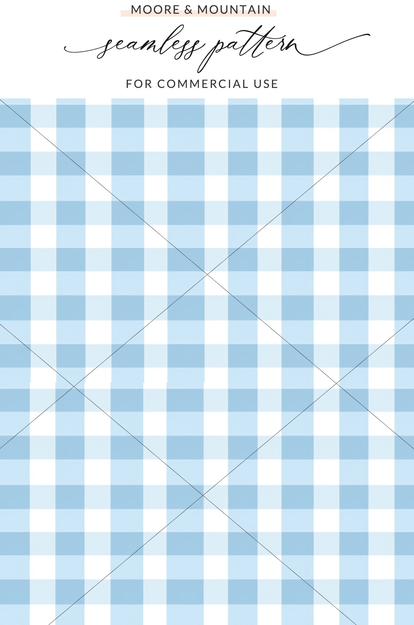 Blue and White Gingham Checkered Seamless Pattern Product