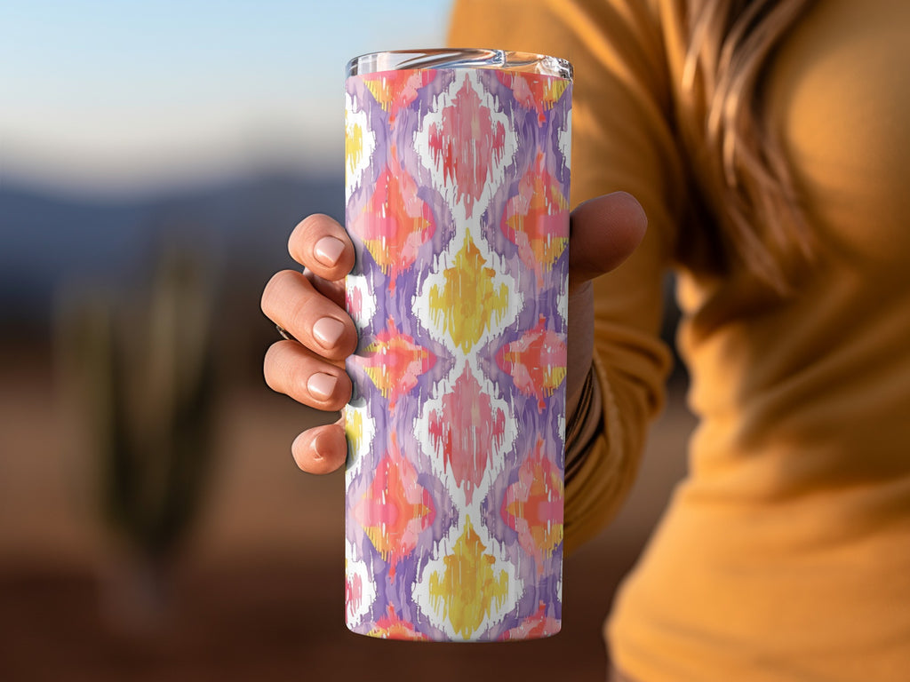 Colorful Ikat Patterned Insulated Tumbler Product