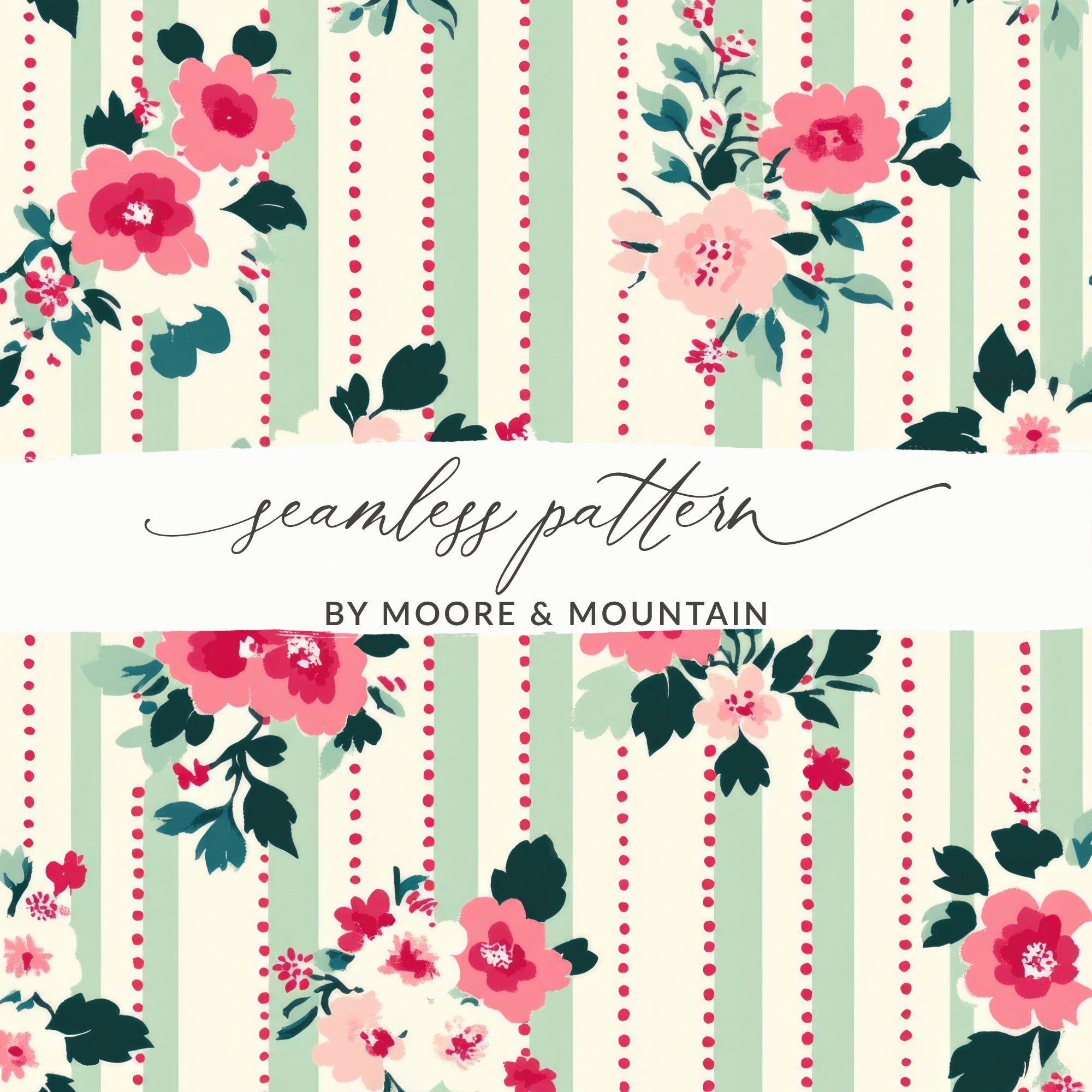 Floral Striped Seamless Pattern by Moore & Mountain
