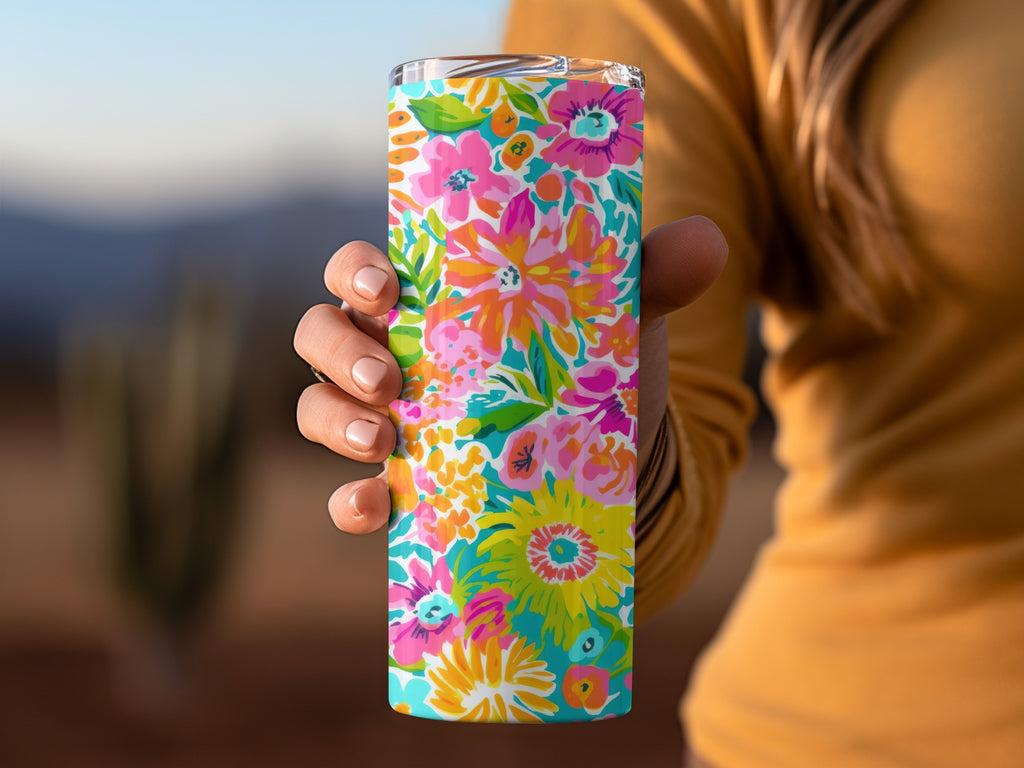 Vibrant Floral Pattern Insulated Tumbler Flask