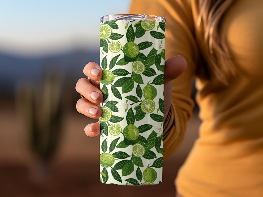 Citrus Leaves Pattern Travel Tumbler with Lid