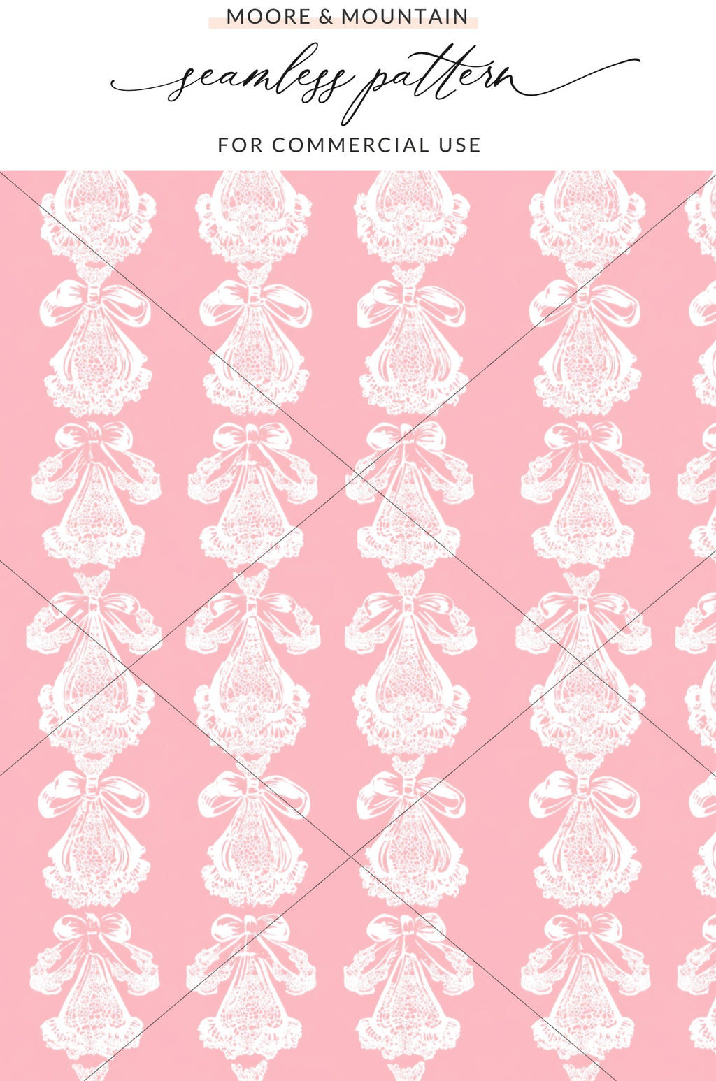 Pink and White Ornate Lace Bow Seamless Pattern Design