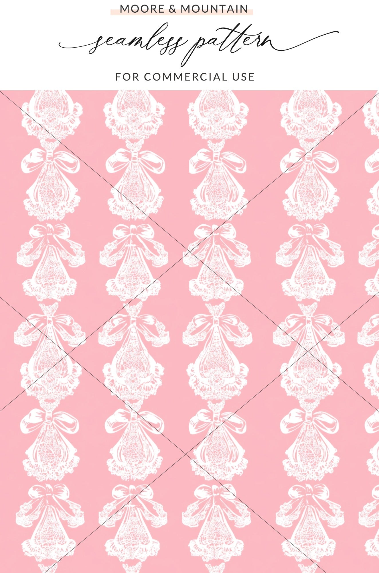 Pink and White Ornate Lace Bow Seamless Pattern Design