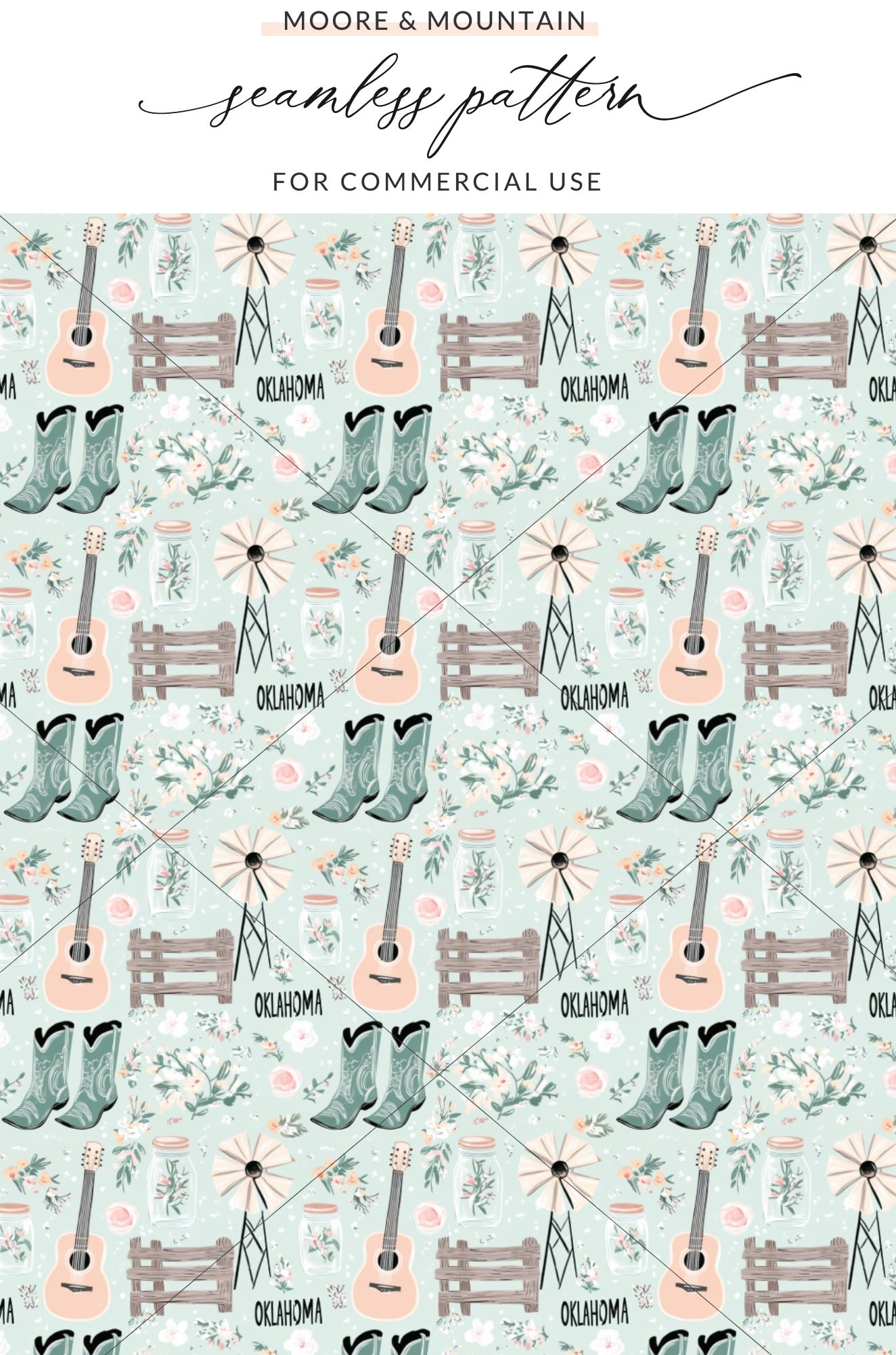 Oklahoma Seamless Pattern for Commercial Use Product