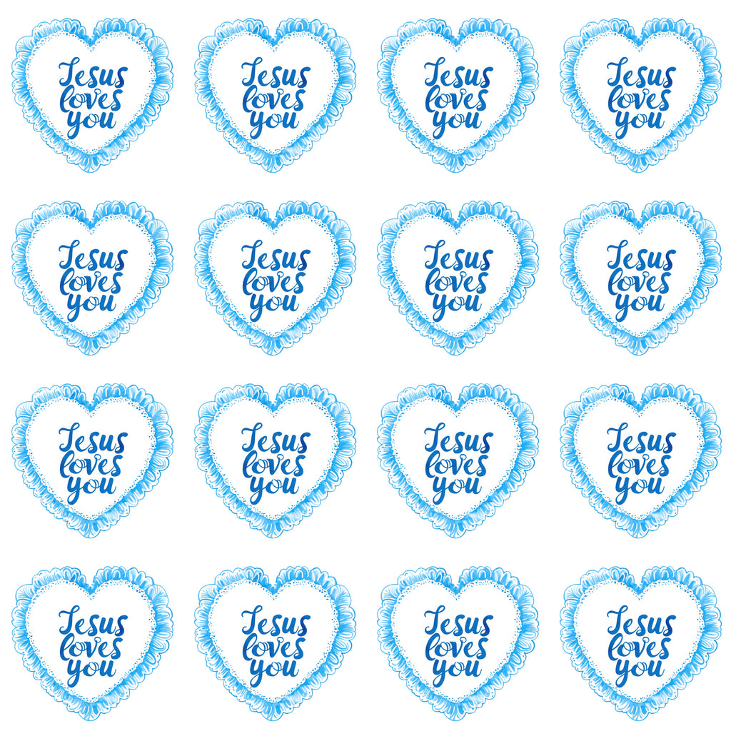 Blue Heart Jesus Loves You Pattern Design product type
