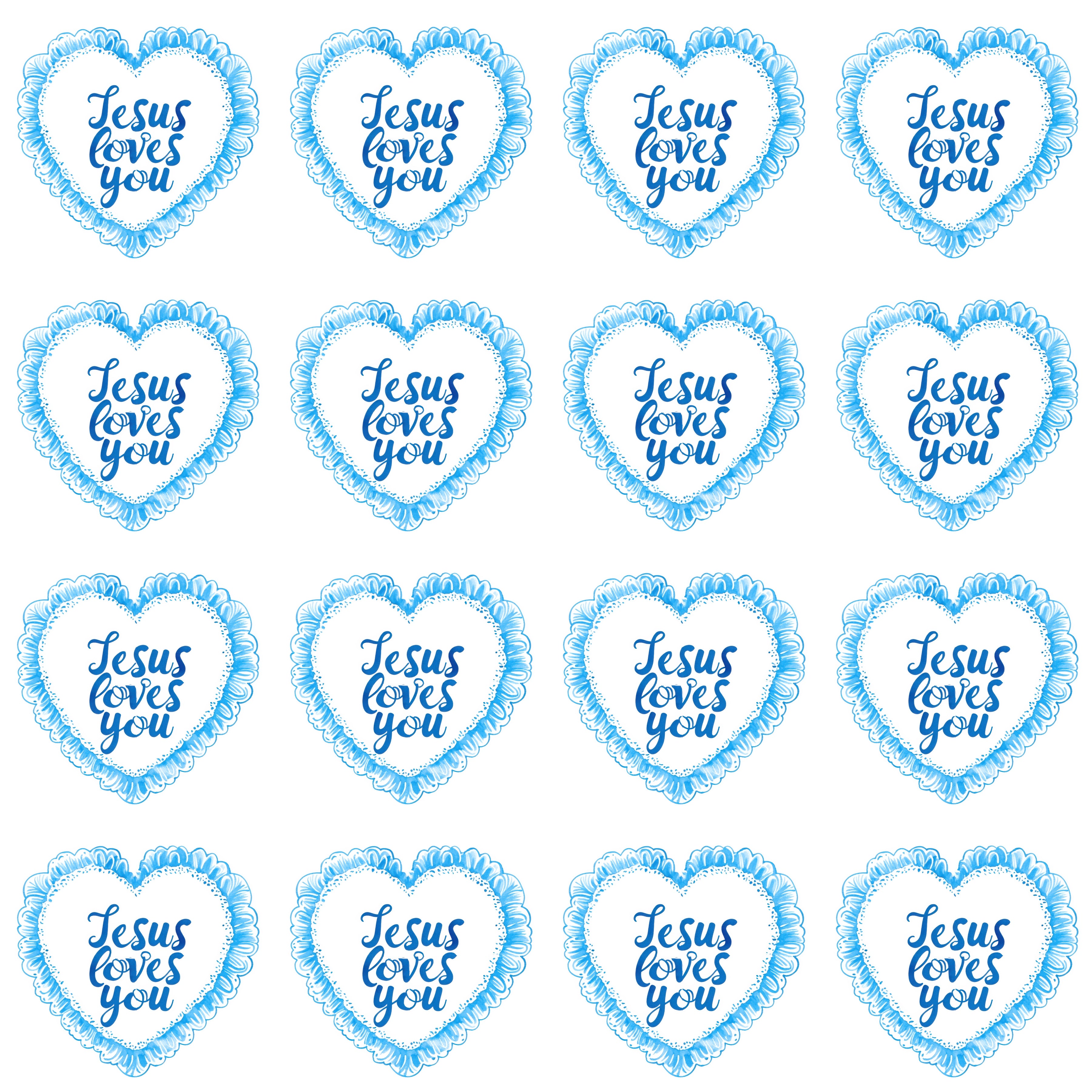 Blue Heart Jesus Loves You Pattern Design product type