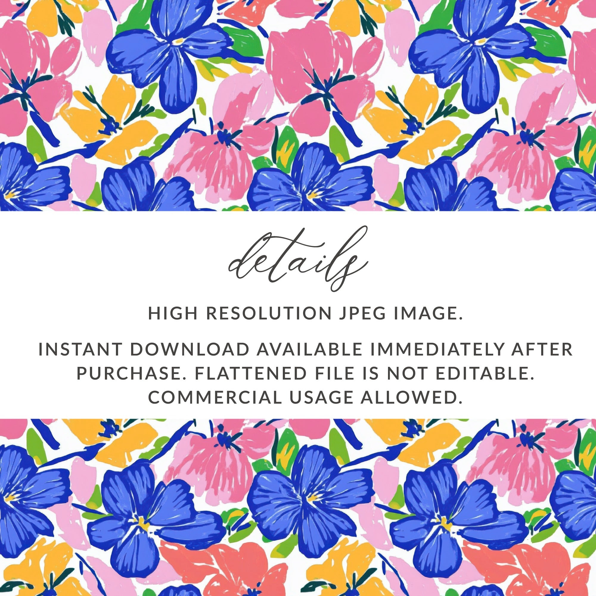 Floral pattern with text "details" and download information.