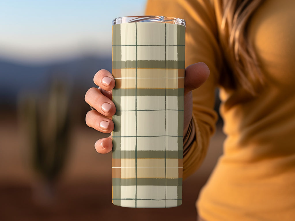 Stylish Plaid Pattern Tumbler for Beverages Cup