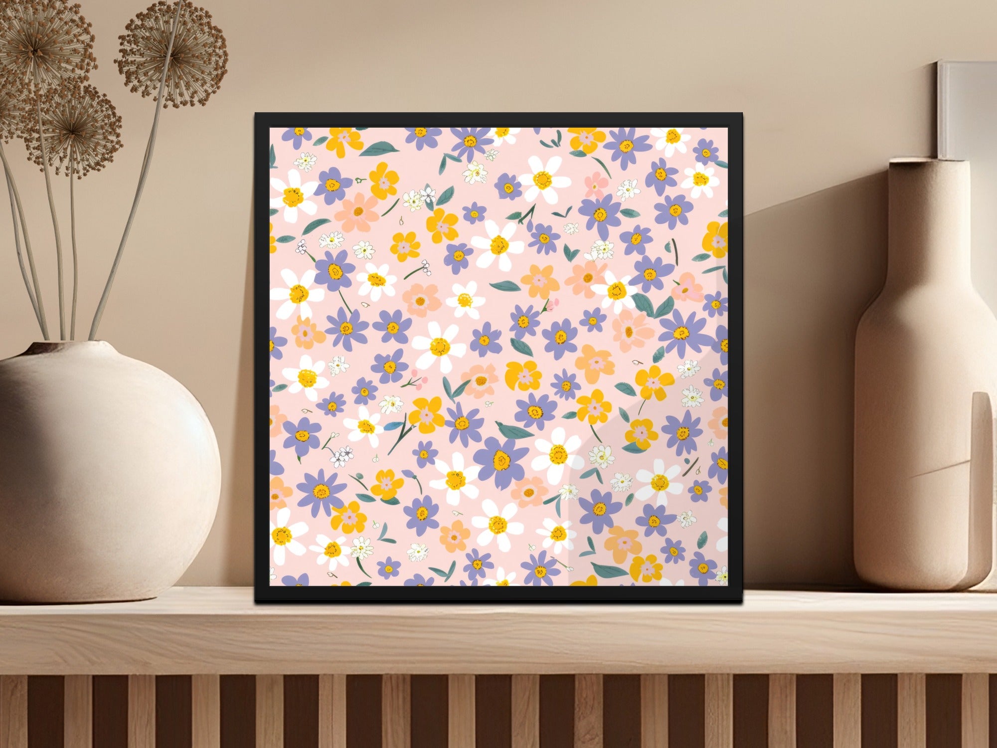 Bright Floral Pattern Wall Decor Art Print Product