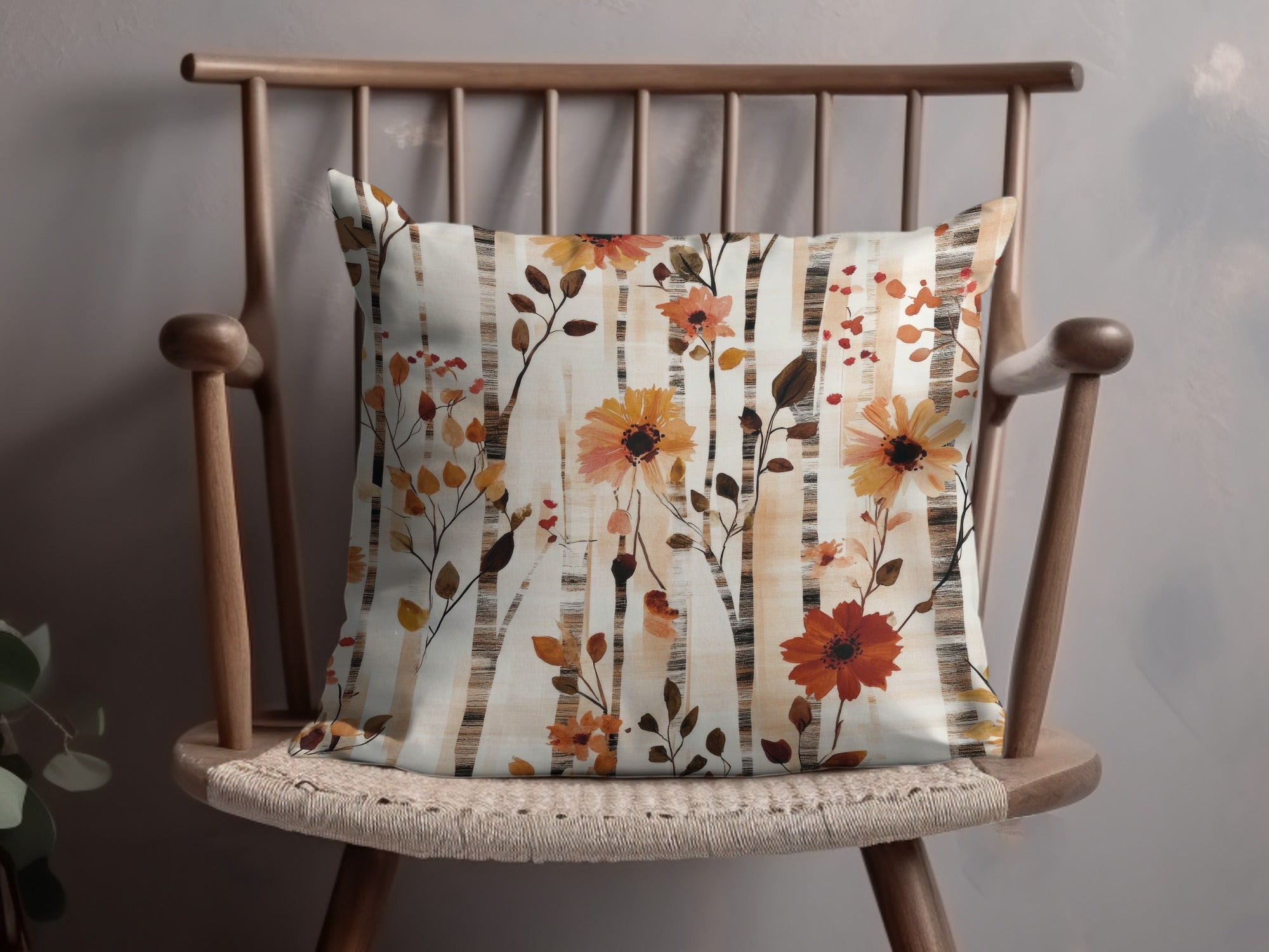 Autumn Floral Design Decorative Throw Pillow