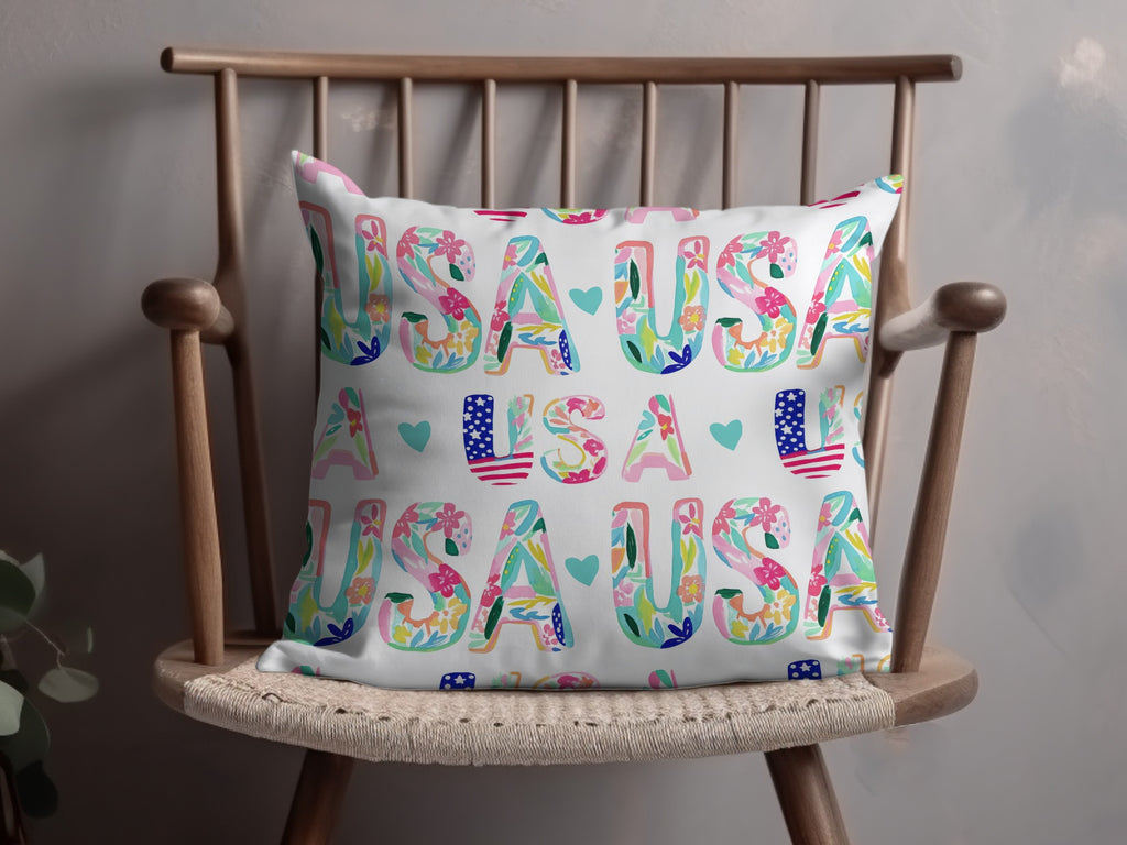 Vibrant USA Themed Cushion for Home Decoration