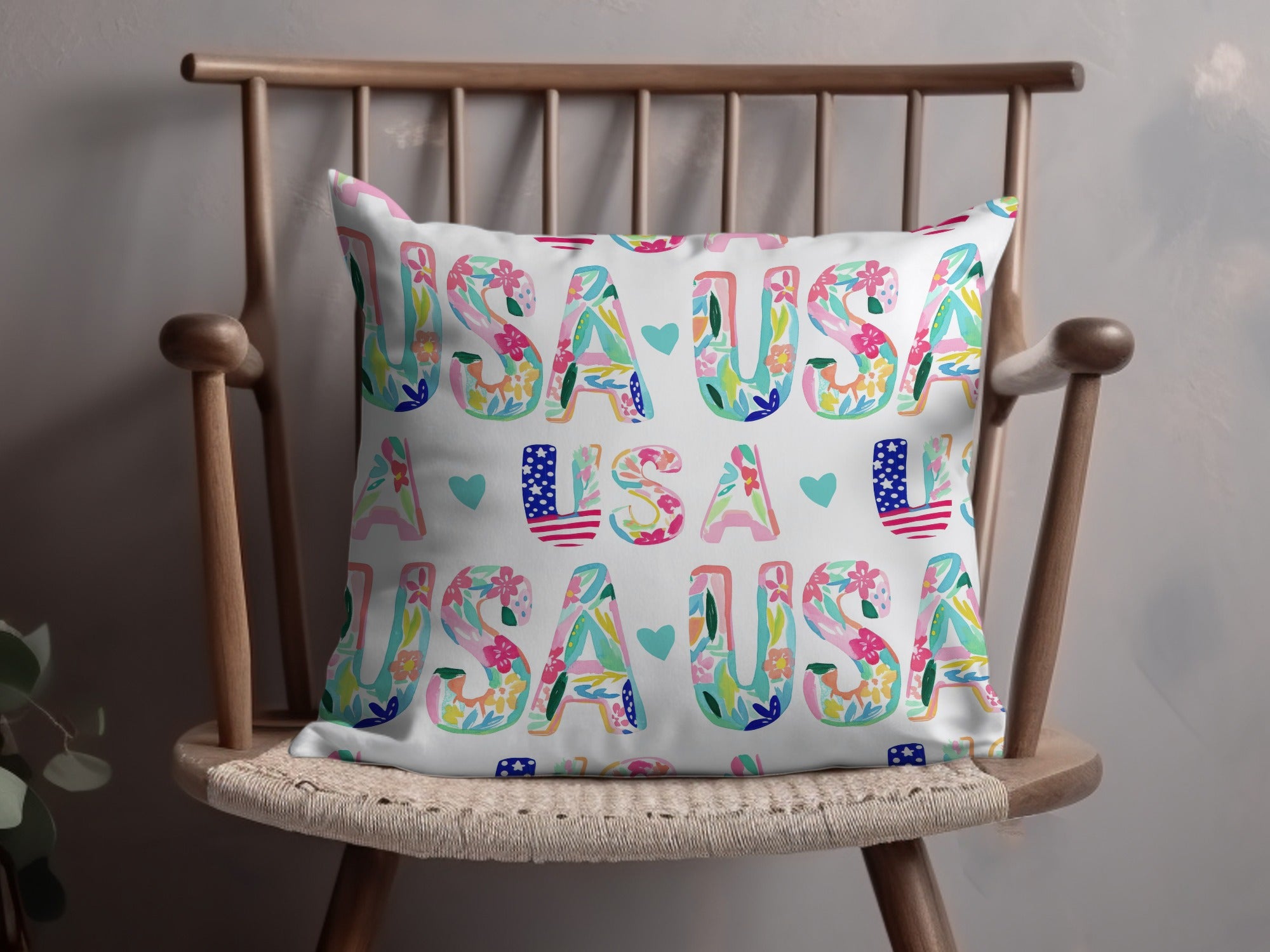 Vibrant USA Themed Cushion for Home Decoration