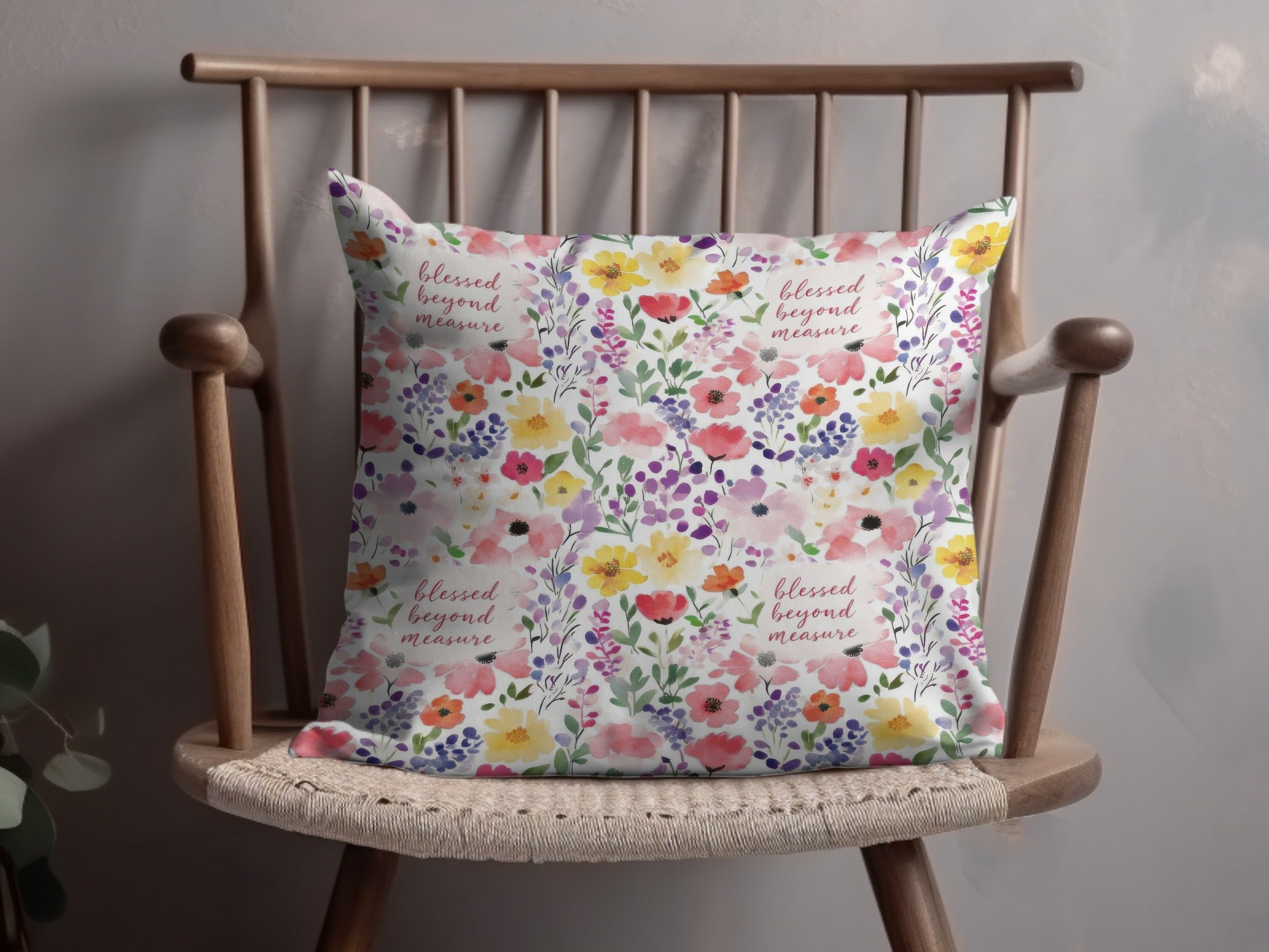 Blessed Beyond Measure Floral Decorative Pillow Product