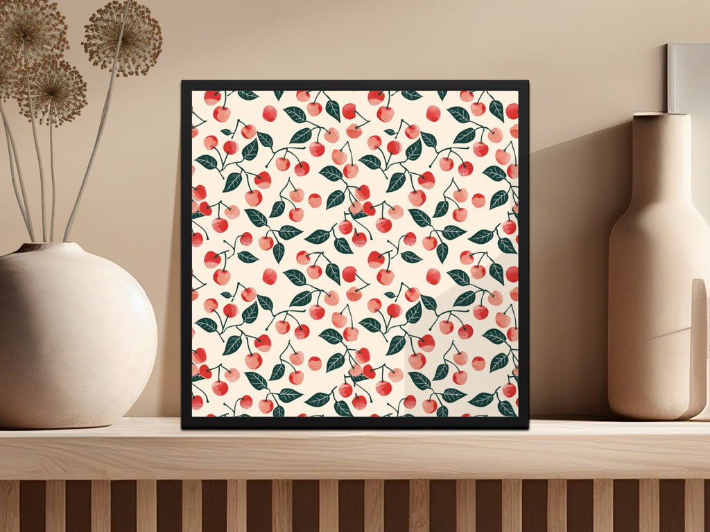 Decorative Wall Art with Red Cherries Design Artwork