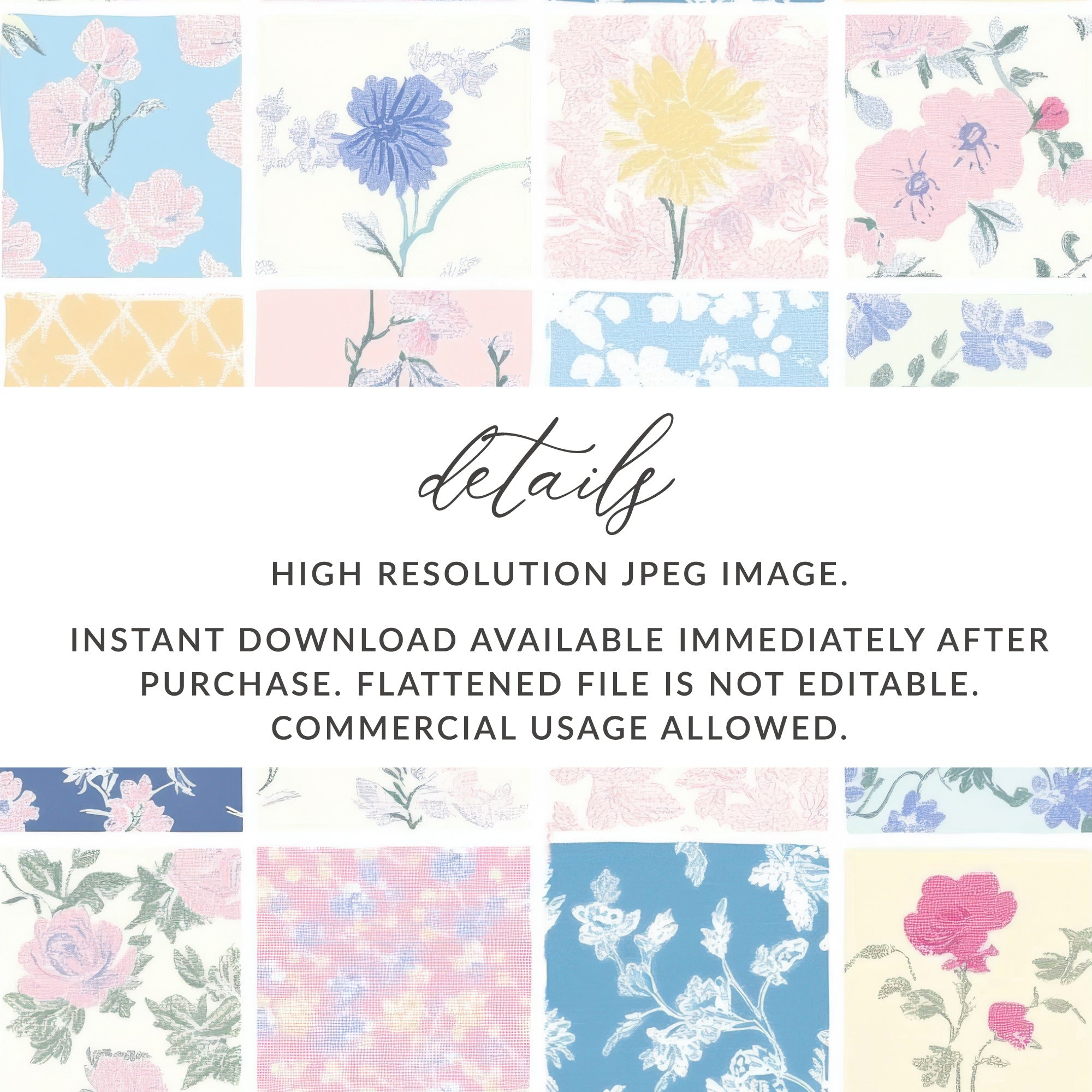 High Resolution Floral Designs Instant Download