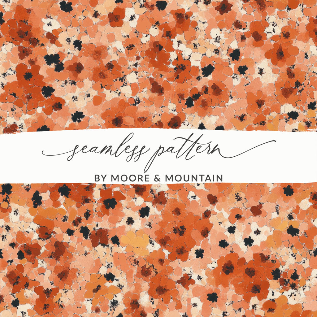 Orange and Black Floral Seamless Pattern Design