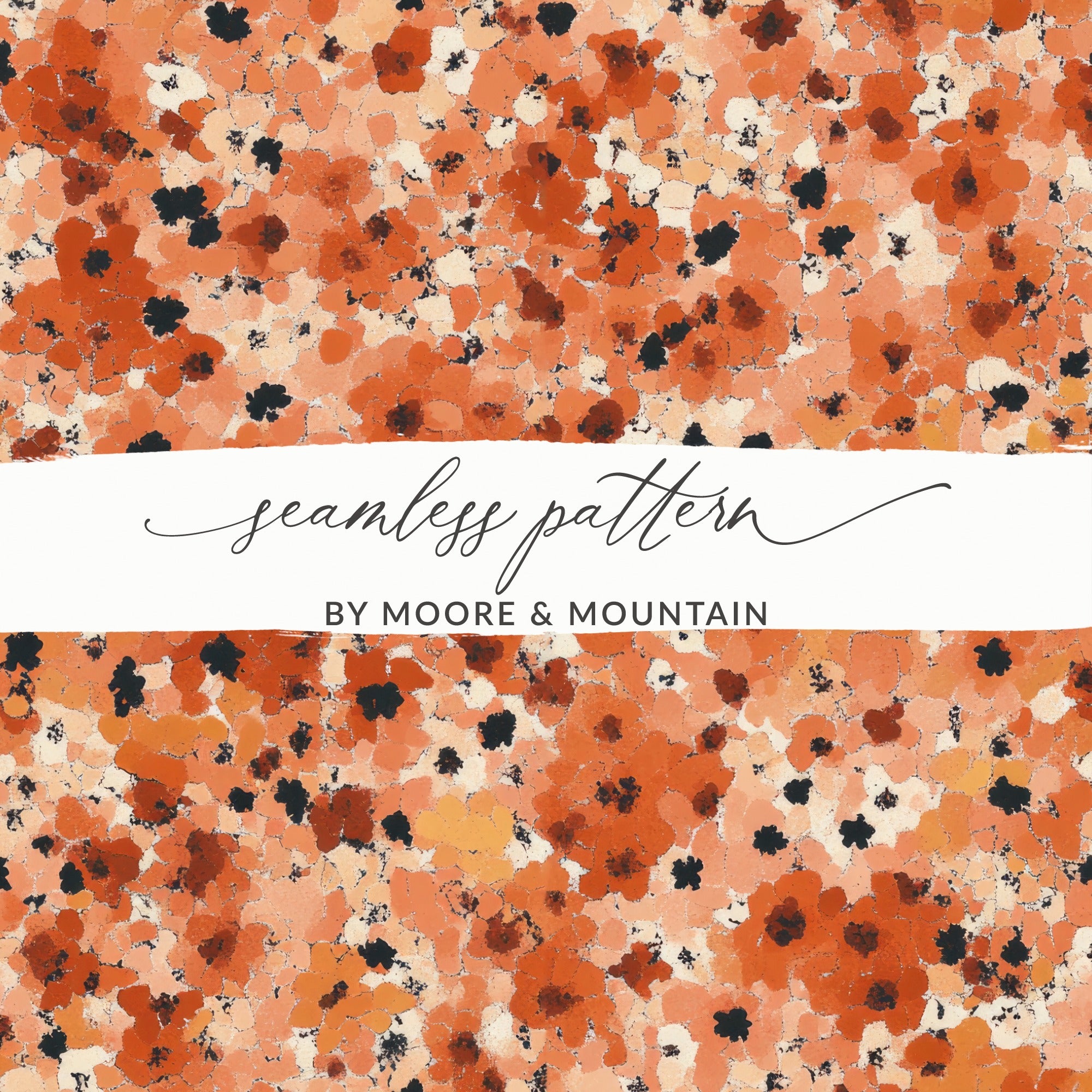 Orange and Black Floral Seamless Pattern Design