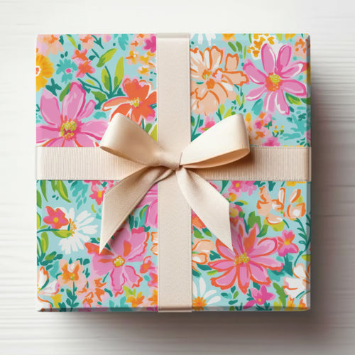 Bright and Colorful Floral Wrapped Gift Box