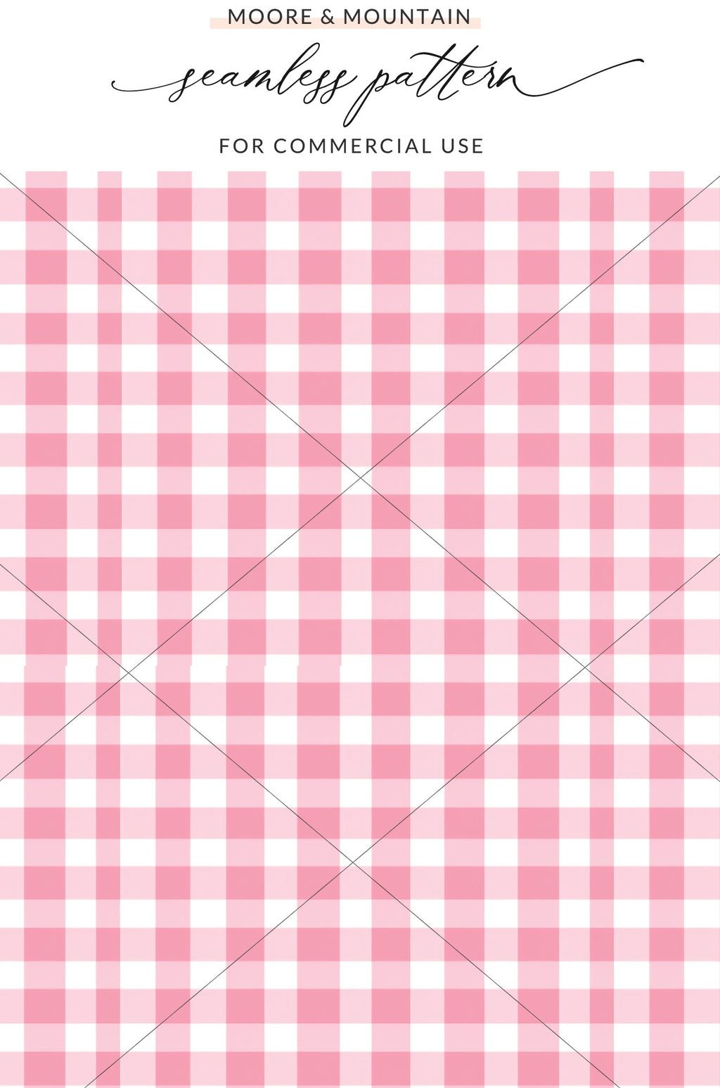 Pink Gingham Checkered Seamless Pattern for Commercial Use