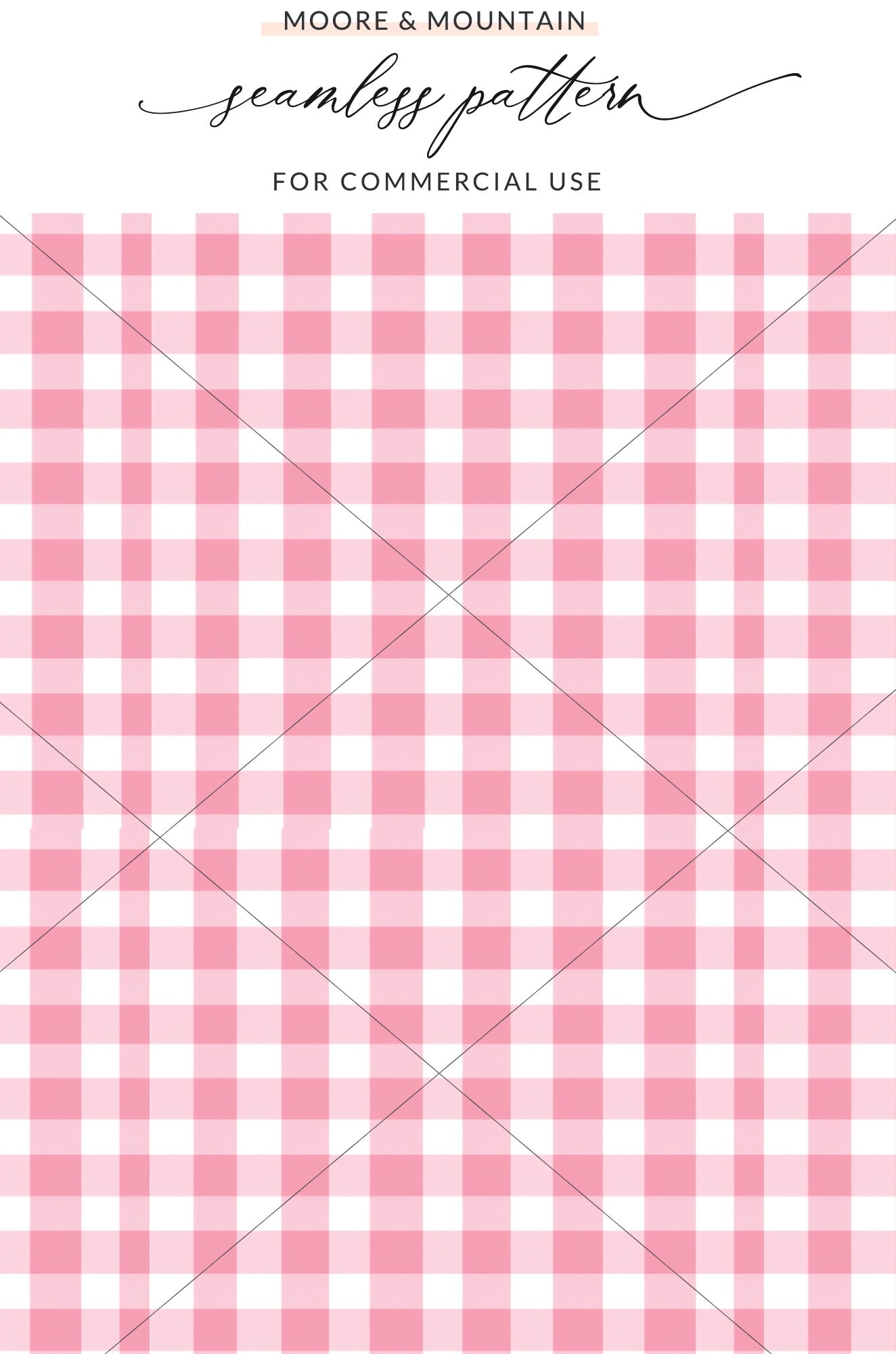 Pink Gingham Checkered Seamless Pattern for Commercial Use