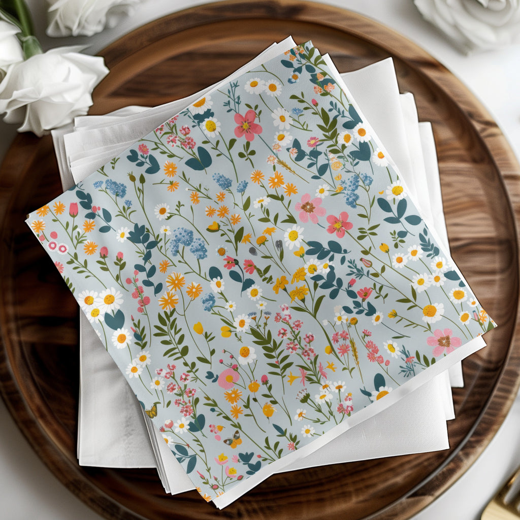 Colorful Floral Print Table Napkins Set Home Decor