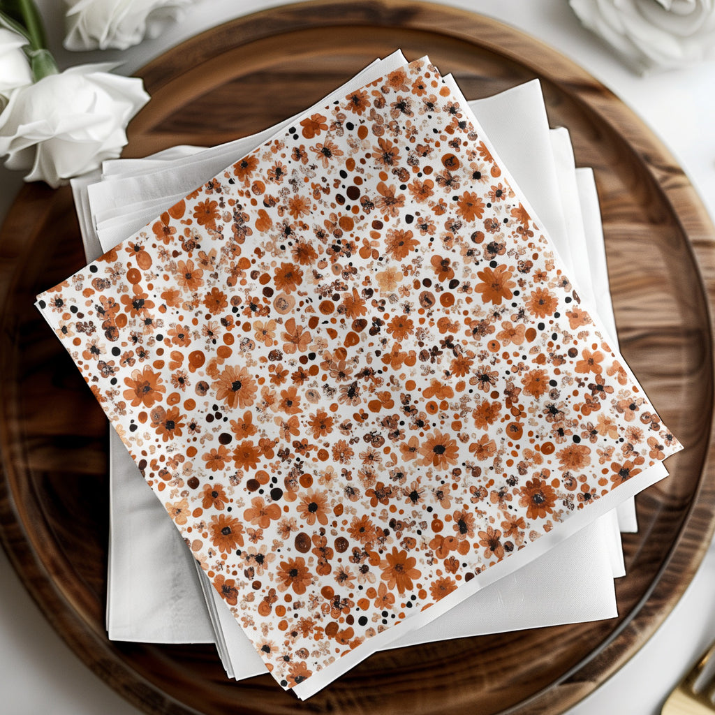 Floral and Dotted Patterned Paper Napkins Set