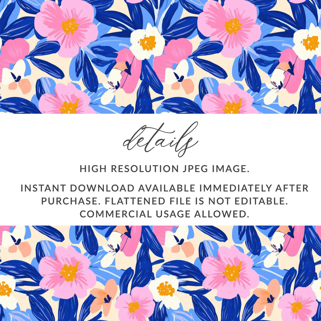 Floral pattern with text about download and usage.