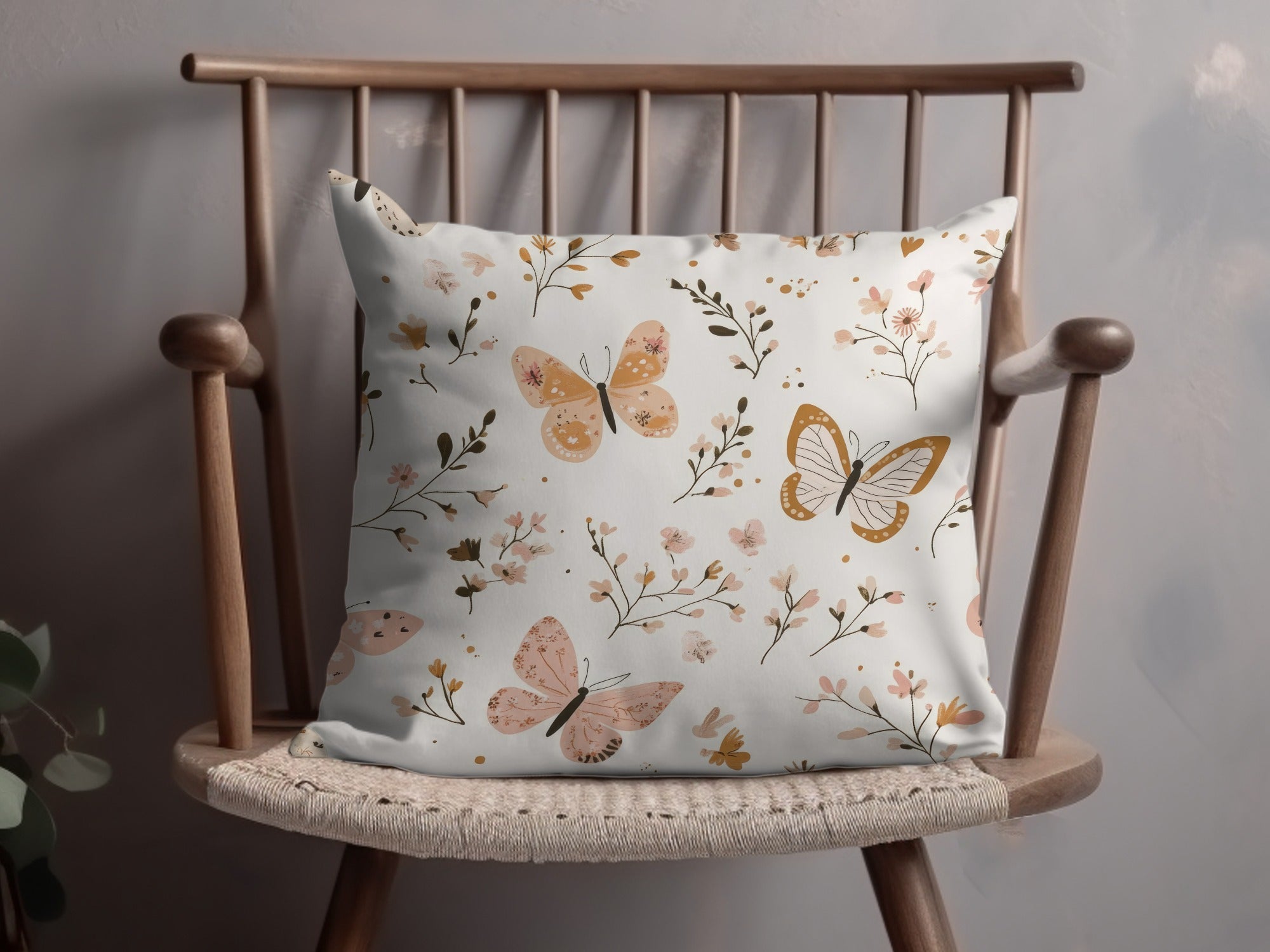 Beautiful Floral and Butterfly Pattern Pillow Product