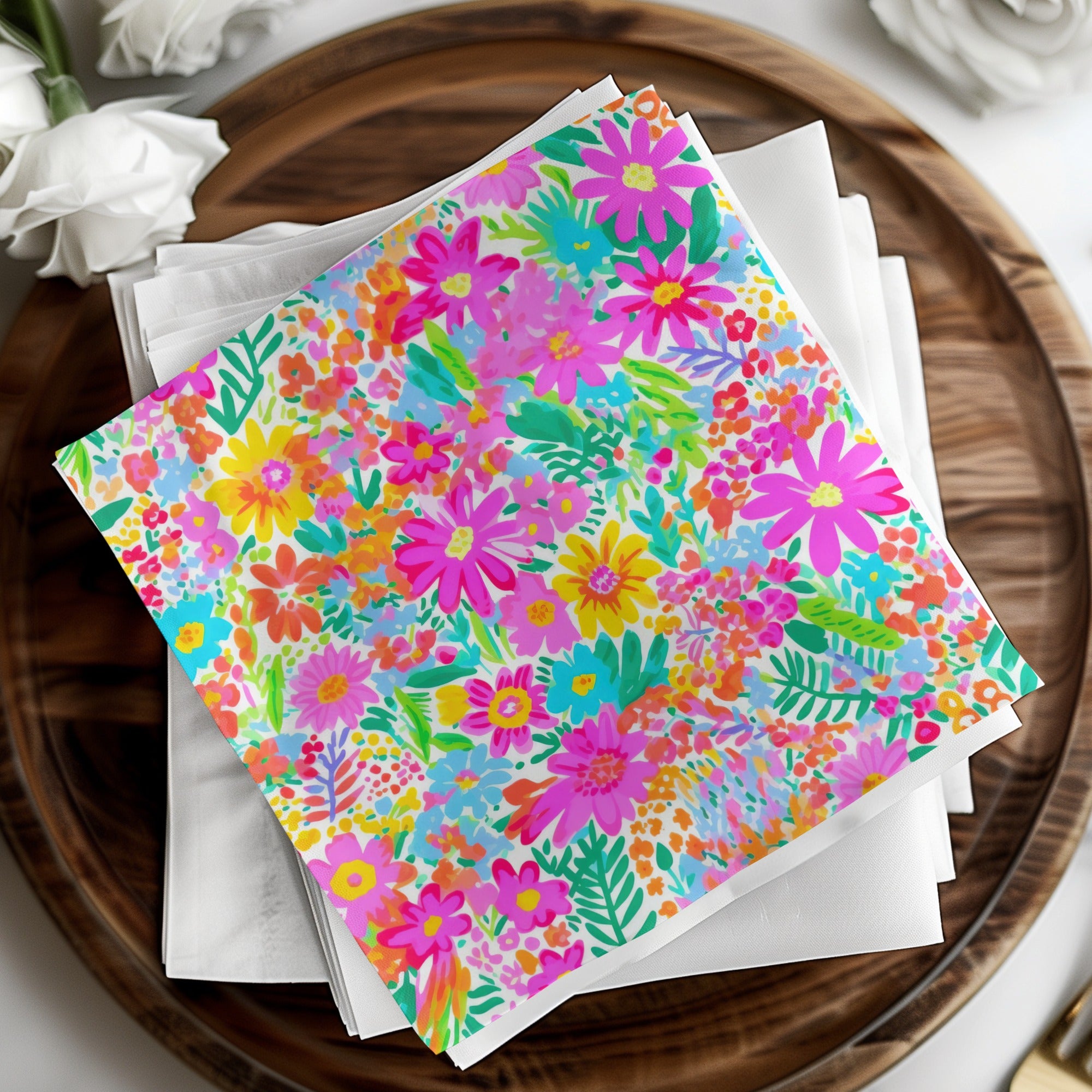 Bright Floral Design Colorful Decorative Paper Napkins