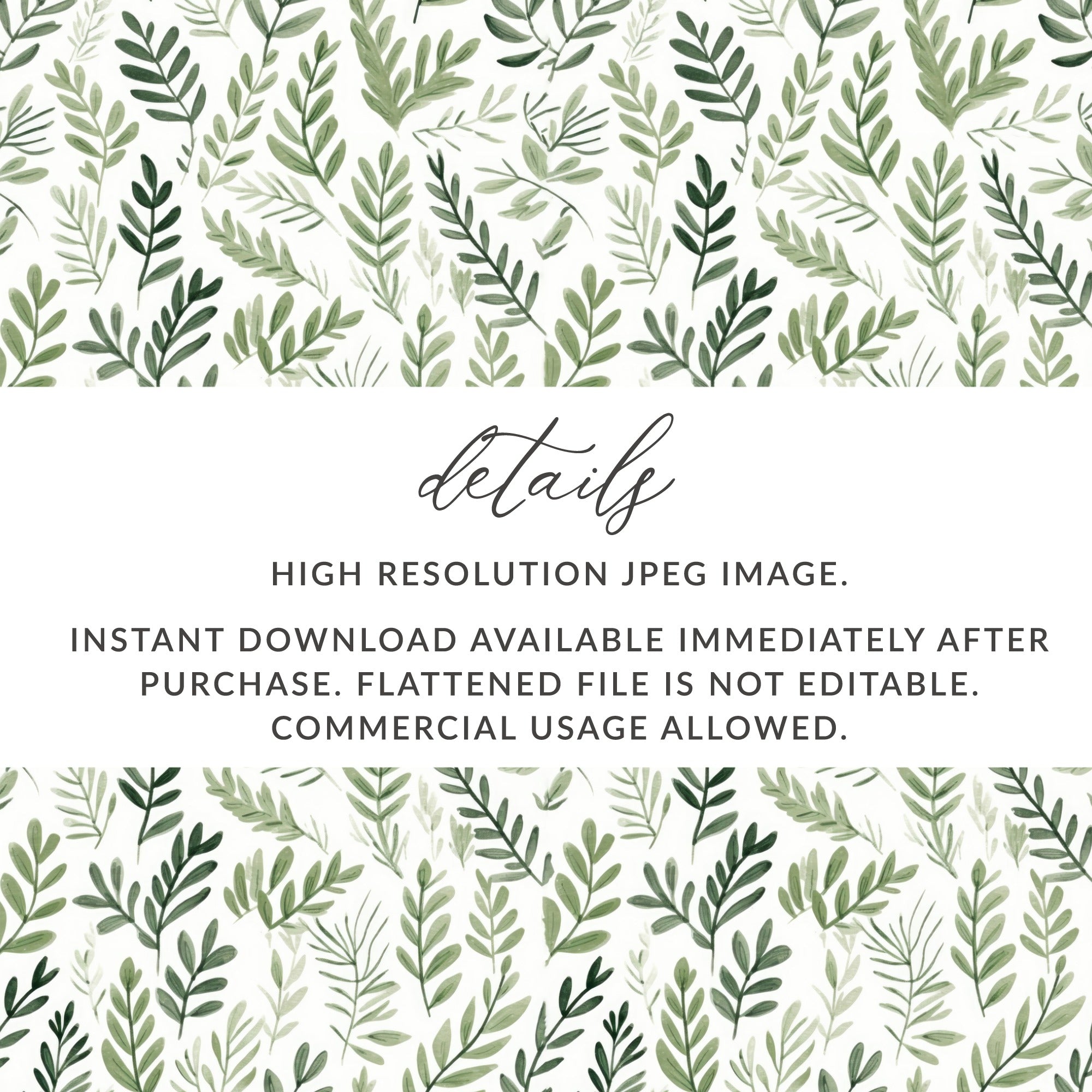 High Resolution Green Foliage Design Digital Download