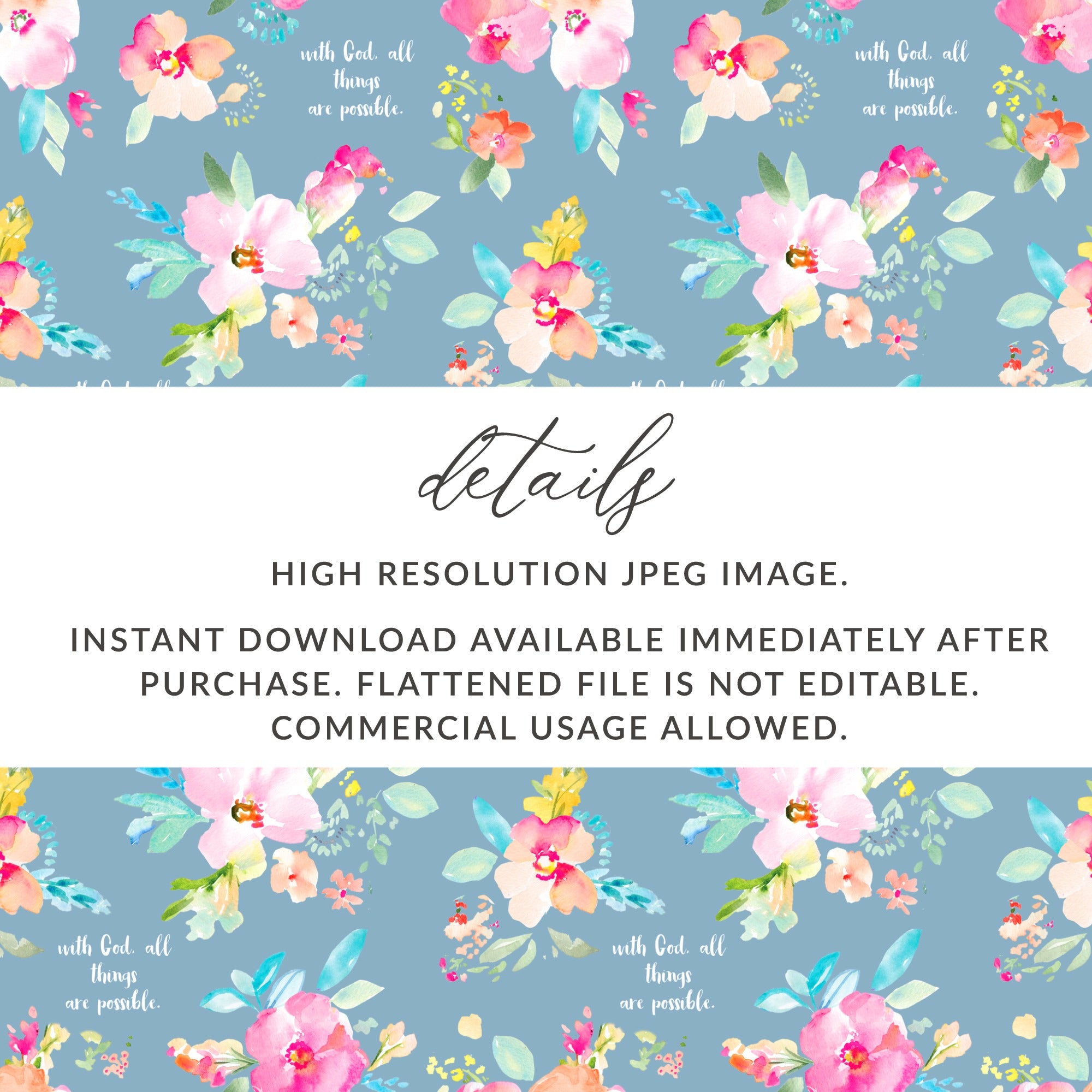High Resolution Floral Pattern with Inspirational Quotes