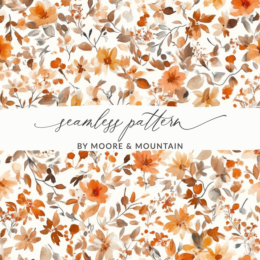Moore & Mountain Autumn Floral Seamless Pattern Print