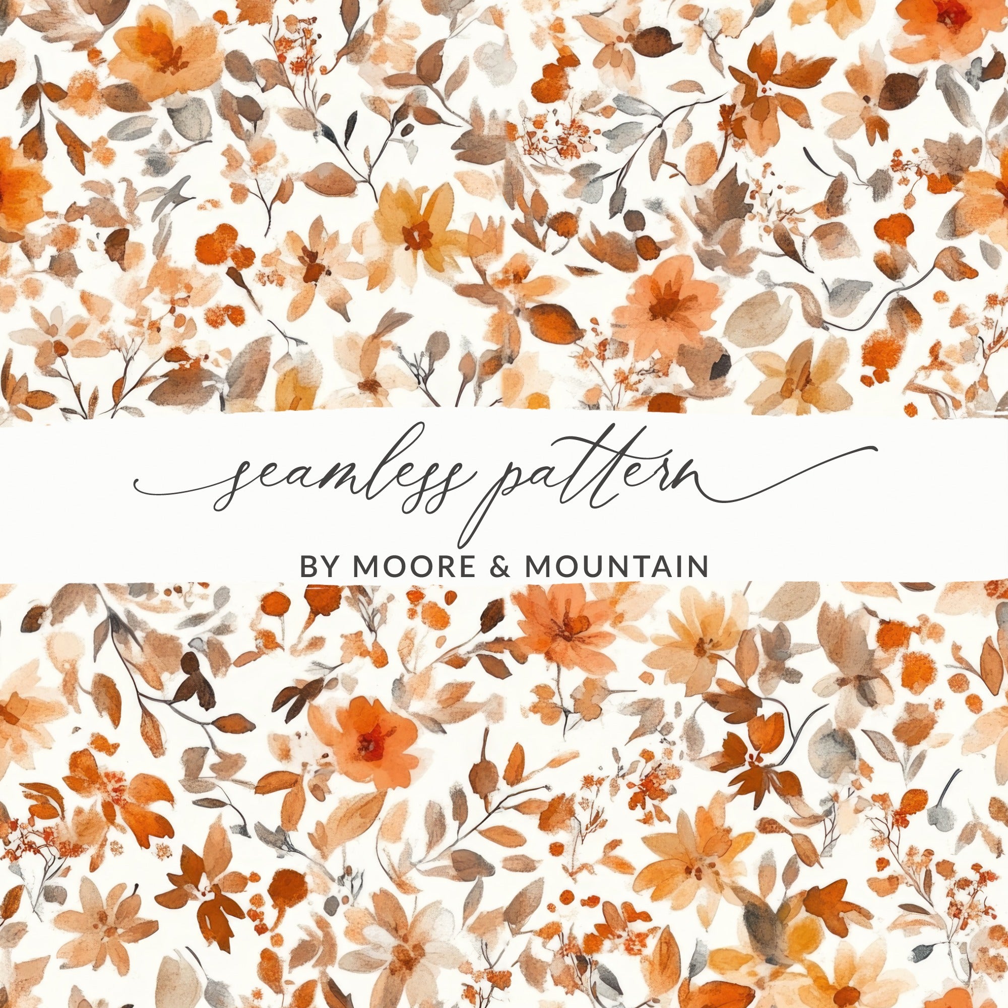 Moore & Mountain Autumn Floral Seamless Pattern Print