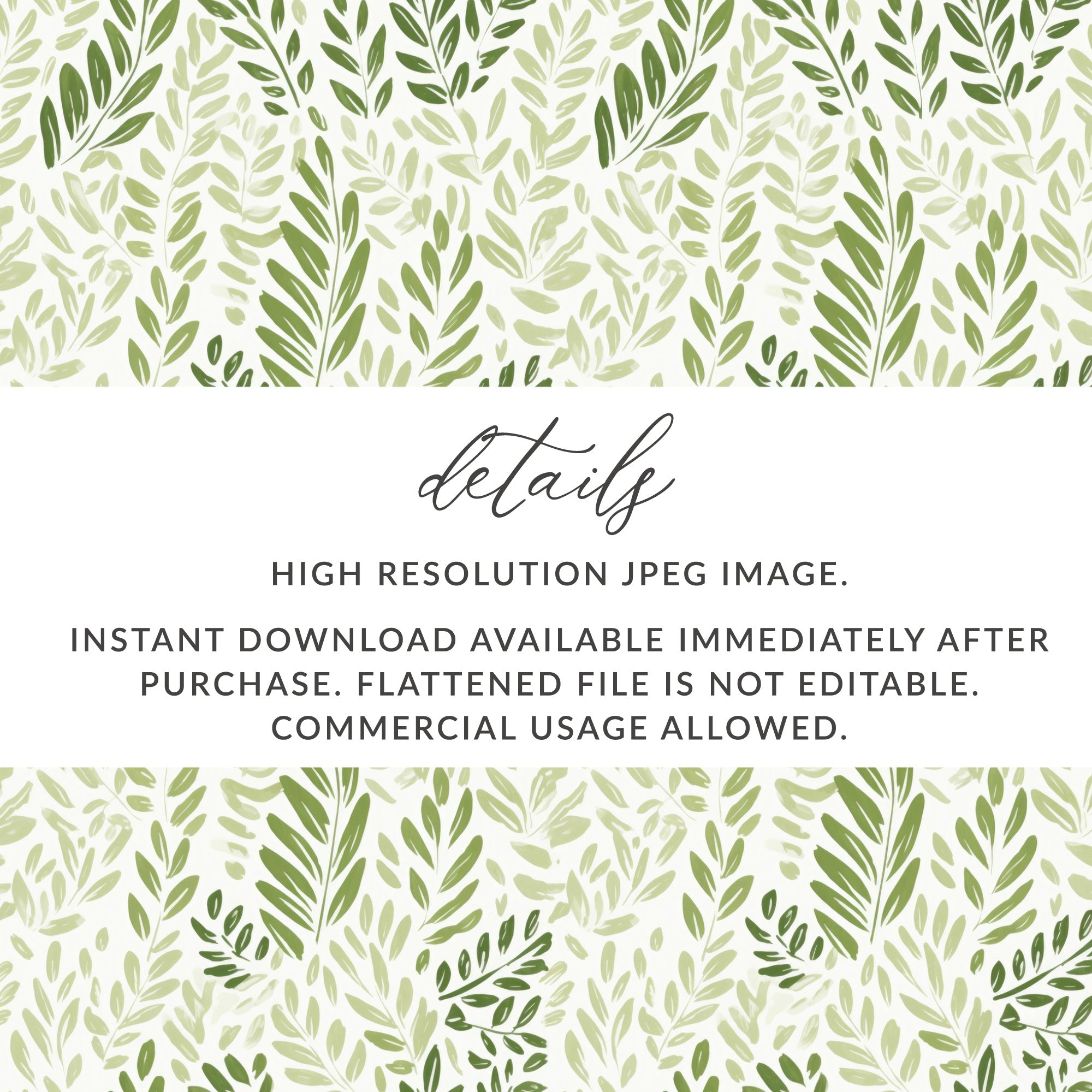 High Resolution Botanical Leaves JPEG Image for Instant Download
