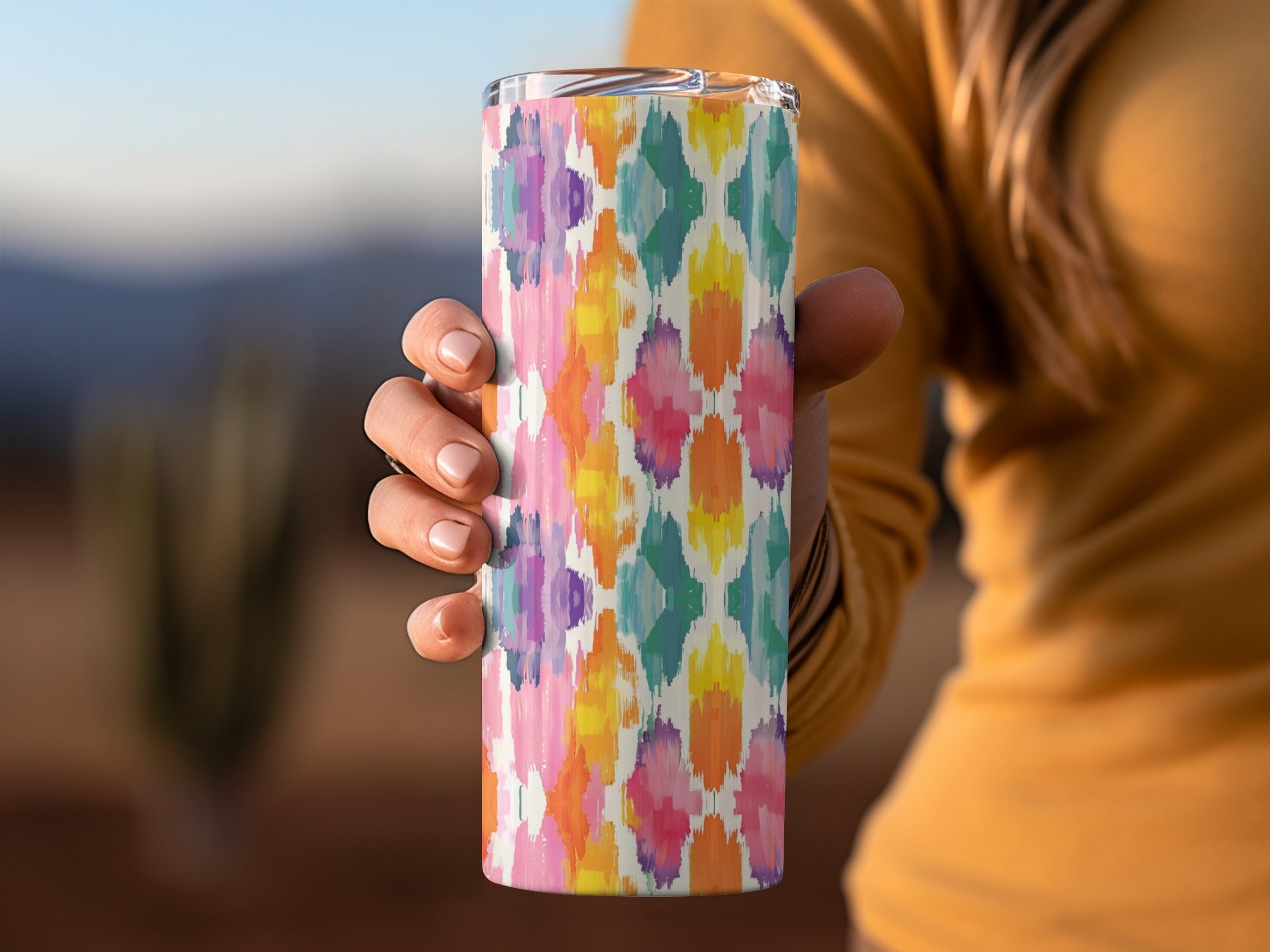 Colorful Abstract Patterned Insulated Tumbler Cup