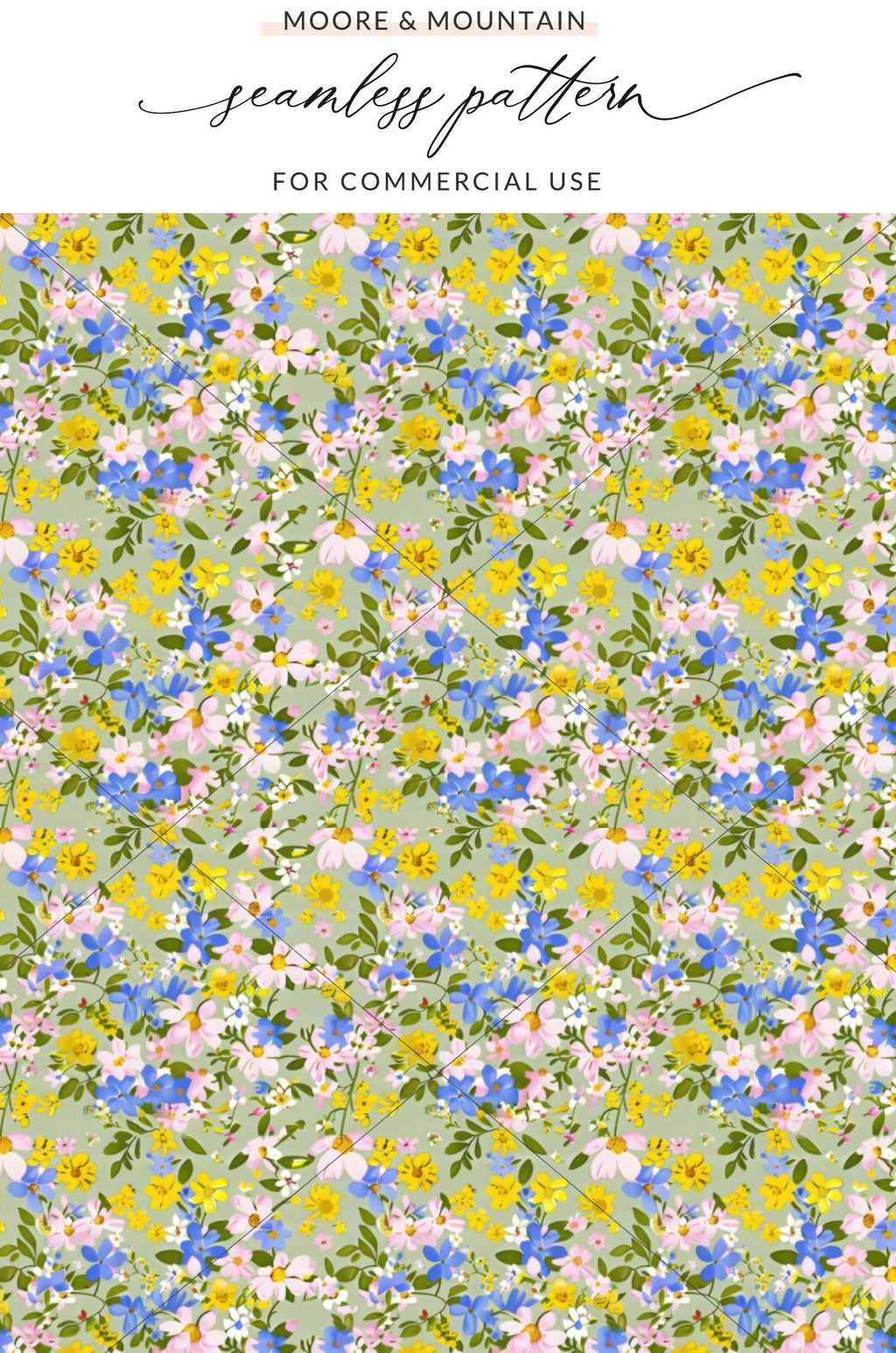 Vibrant Floral Moore Mountain Seamless Pattern Design