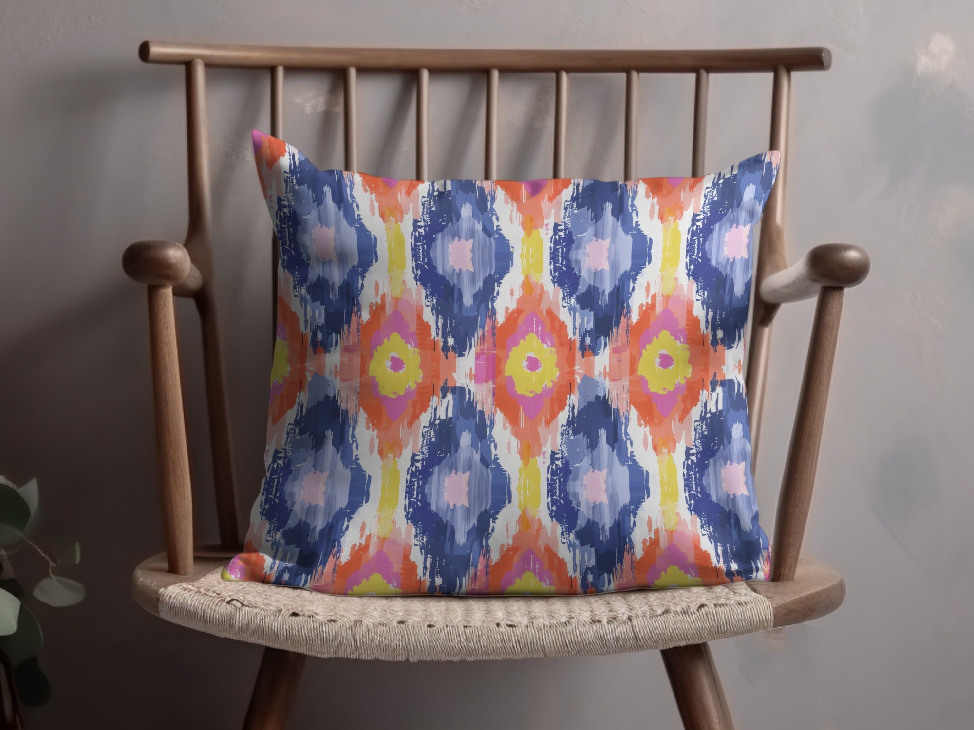 Vibrant Ikat Pattern Decorative Throw Pillow Cover