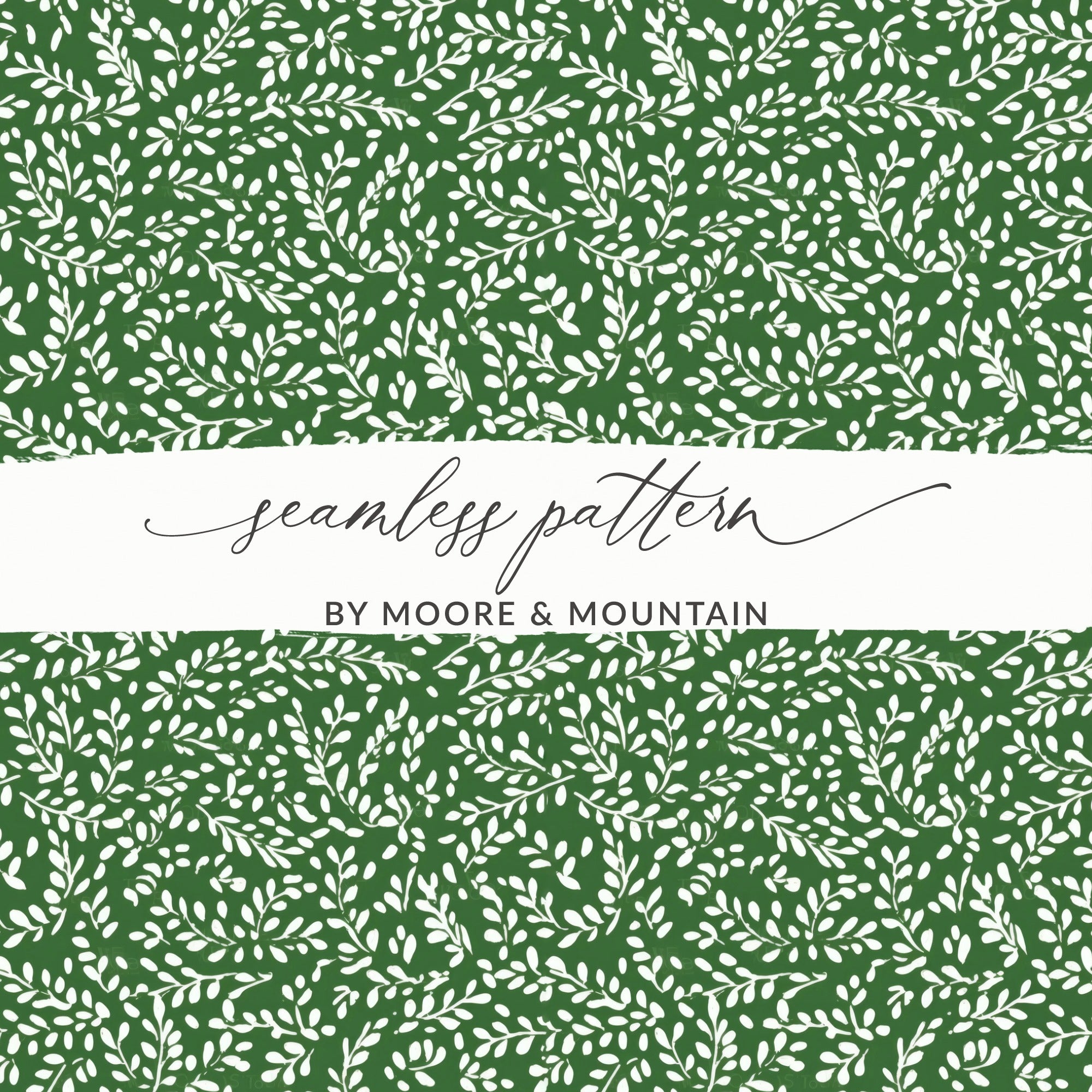 Green and White Seamless Pattern by Moore & Mountain