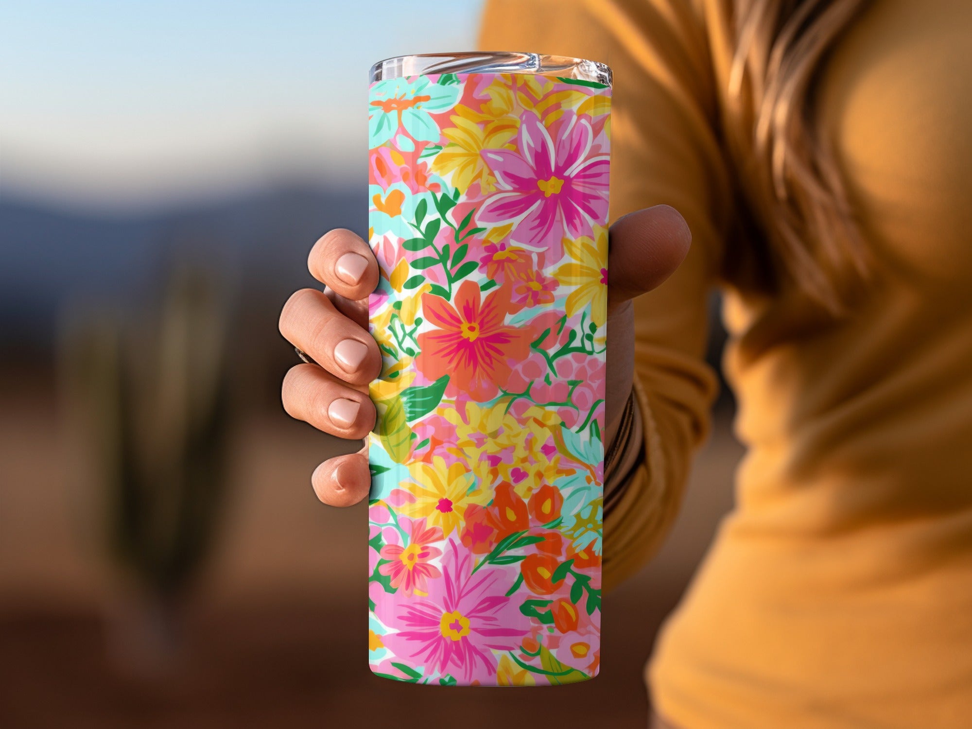 Bright Colorful Floral Pattern 20oz Insulated Tumbler