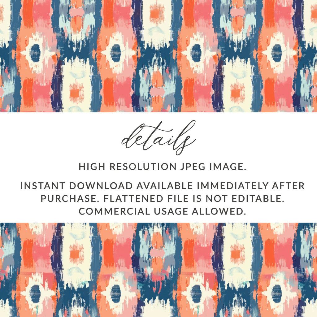 Vibrant High Resolution JPEG Ikat Pattern Digital File