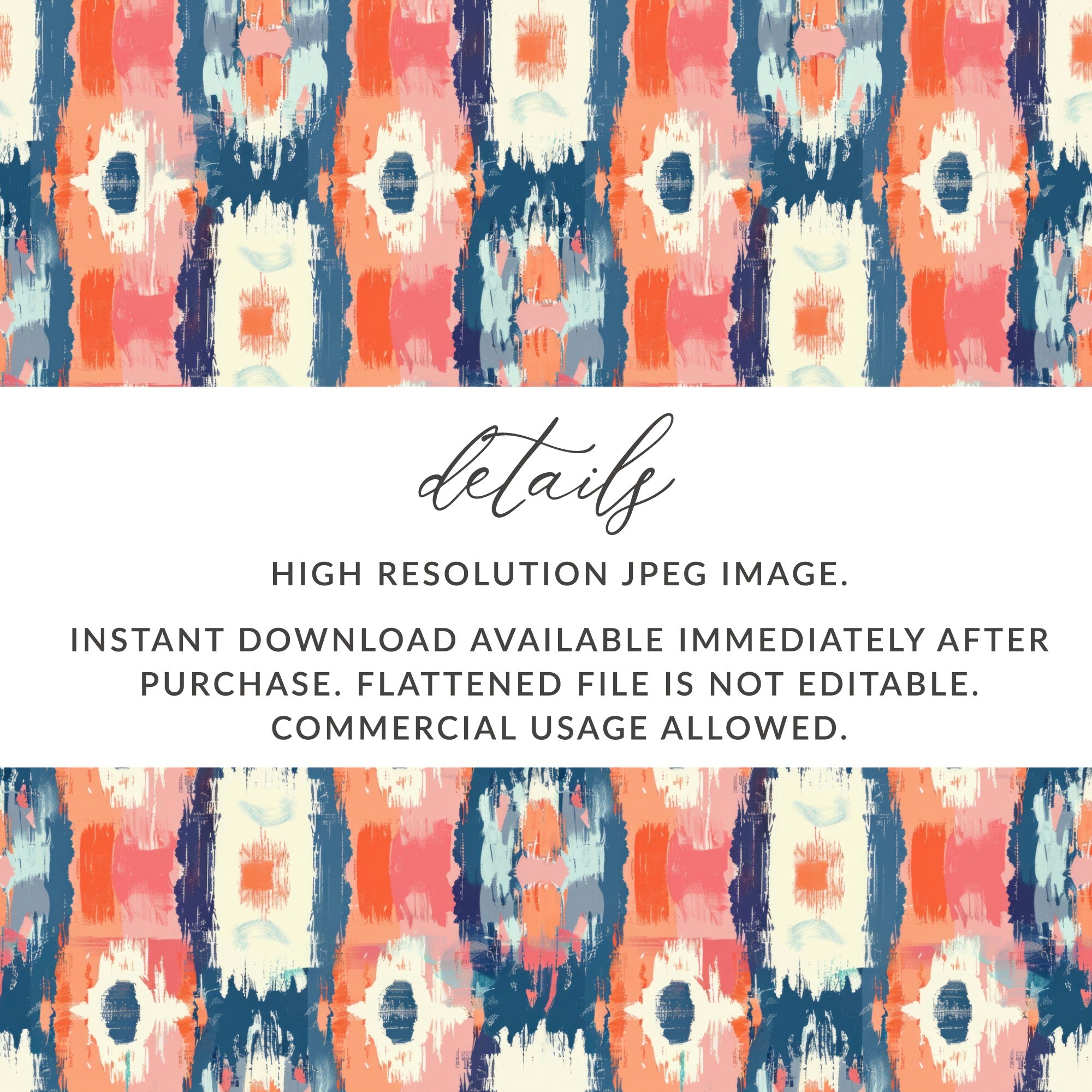 Vibrant High Resolution JPEG Ikat Pattern Digital File