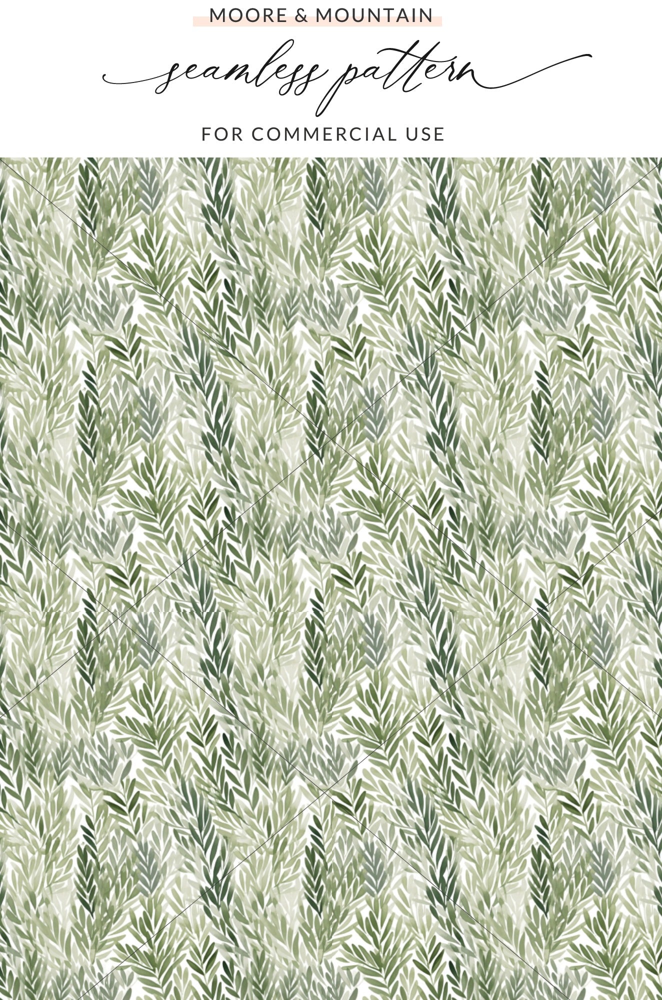 Green Botanical Leaves Seamless Pattern for Commercial Use