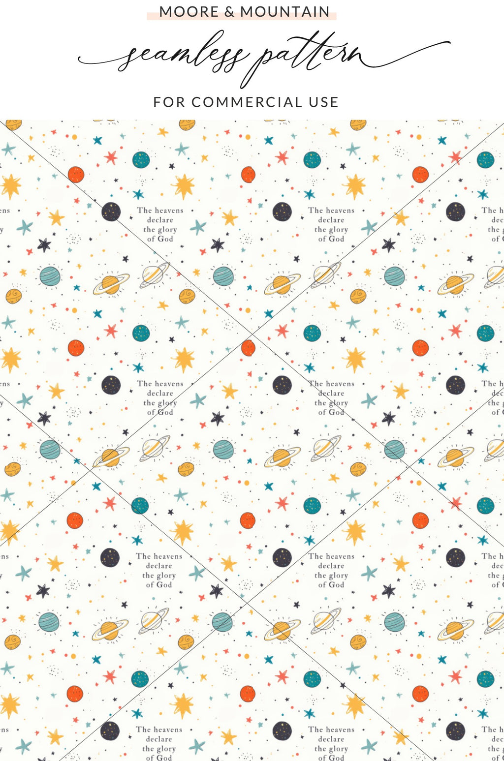 Space and Stars Themed Seamless Pattern for Commercial Use
