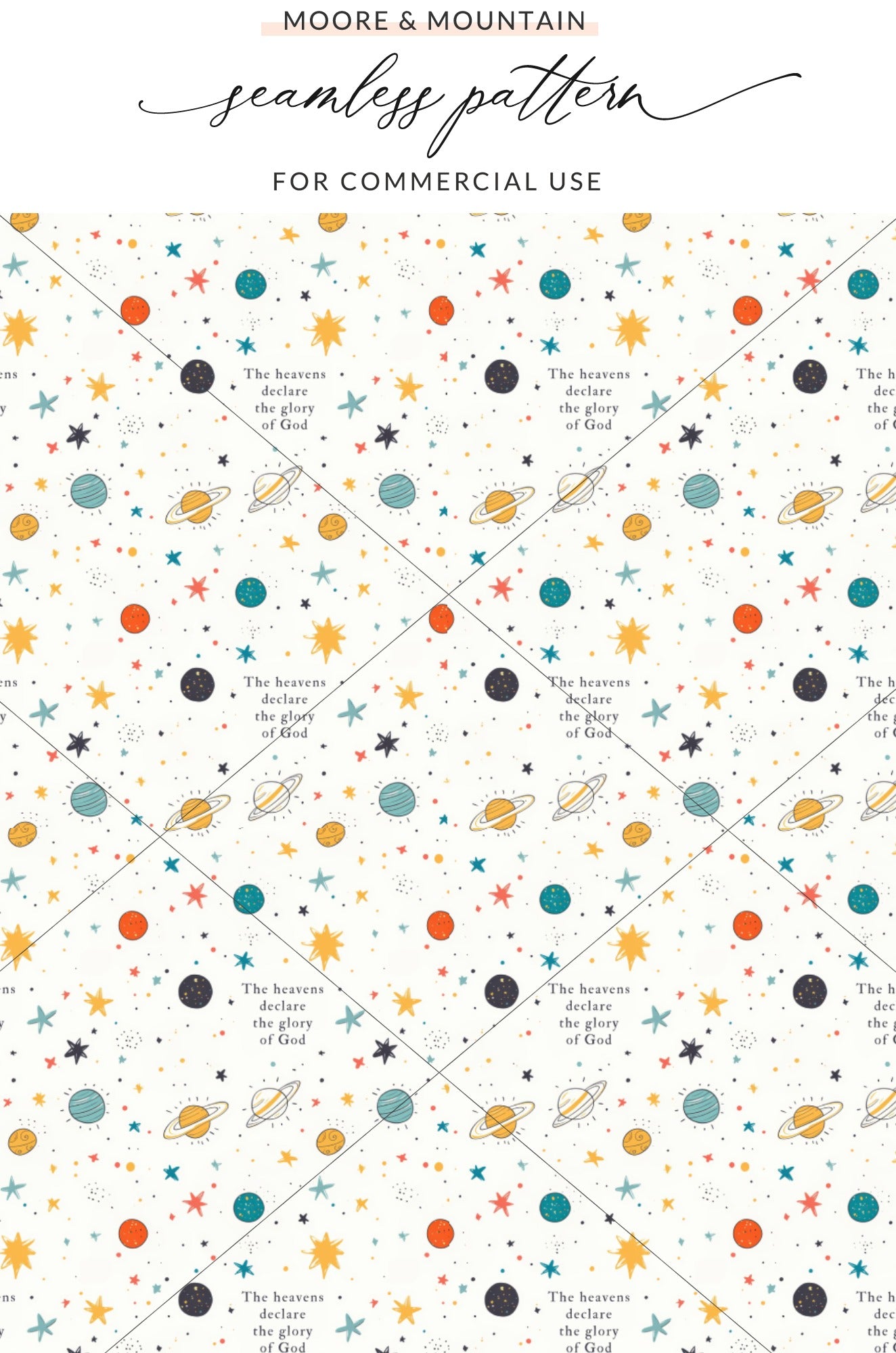 Space and Stars Themed Seamless Pattern for Commercial Use
