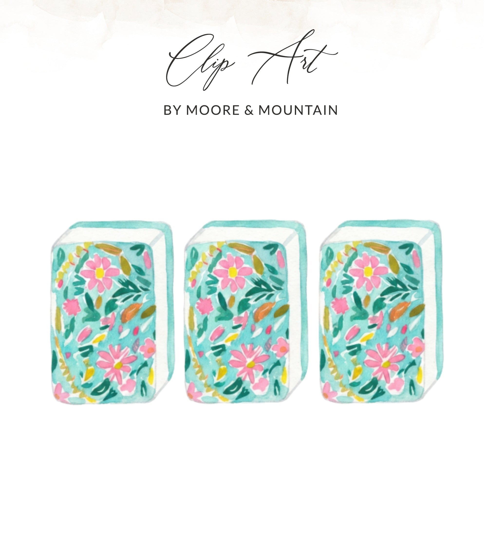 Three tissue boxes with floral pattern, "Clip Art" text above.