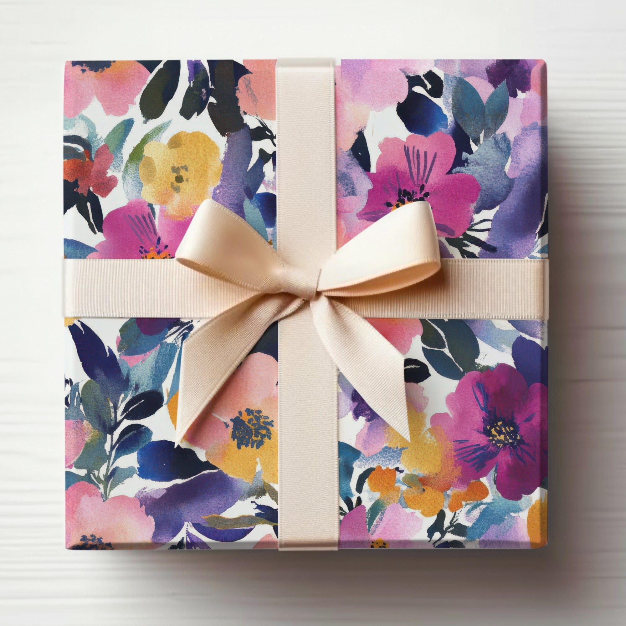 Floral Gift Box with Ribbon Elegant Present Packaging